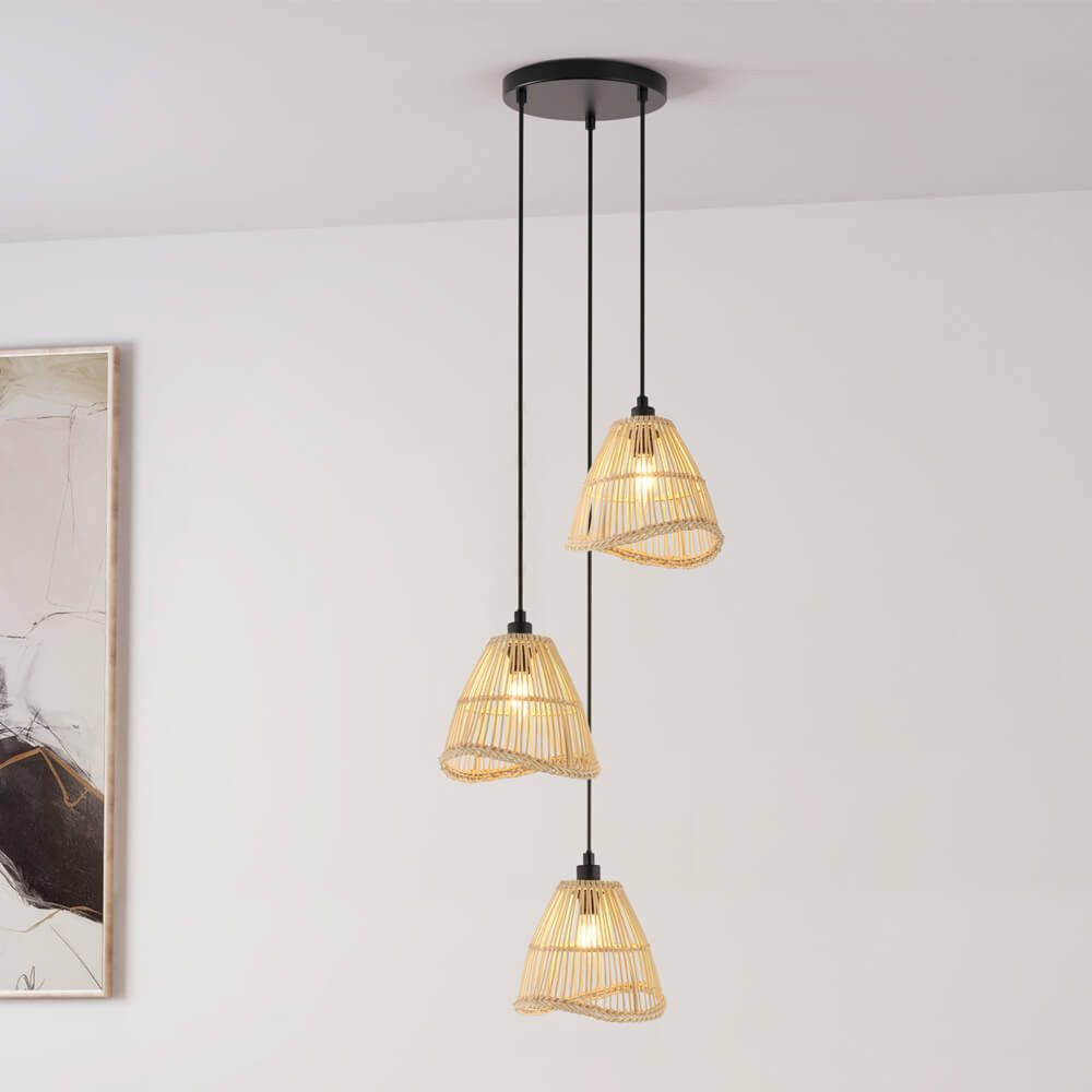 HOME DELUXE Hängeleuchte aus Rattan - FELIA, 33,5 x 33,5 x 225 cm, Pendelle günstig online kaufen