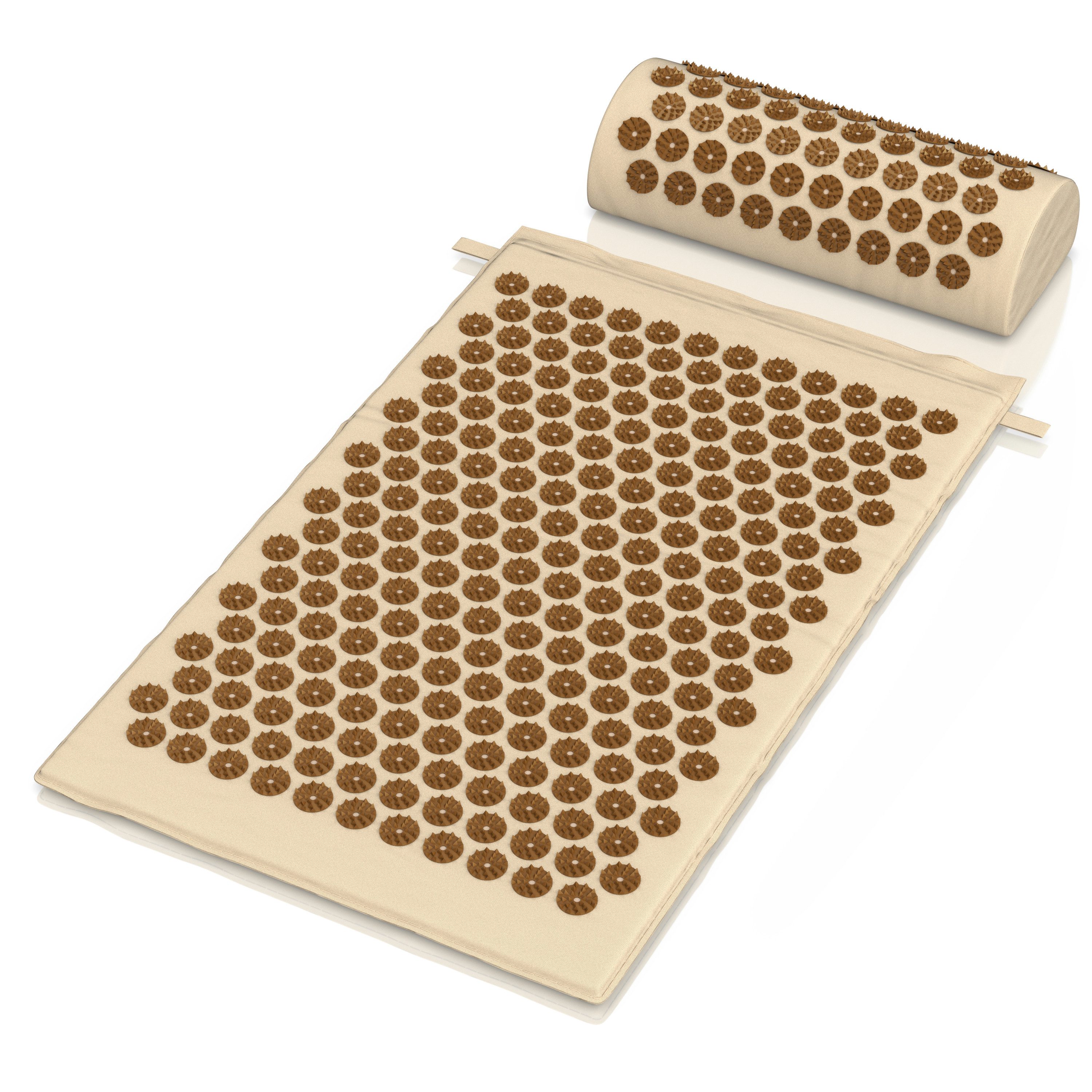 MyBeo Akupressurmatte Set aus Nadelmatte und Nackenkissen, Kokosfaserfüllung, mit Tasche (Set, 3-St), gegen Rückenschmerzen & Verspannungen, fördert die Durchblutung