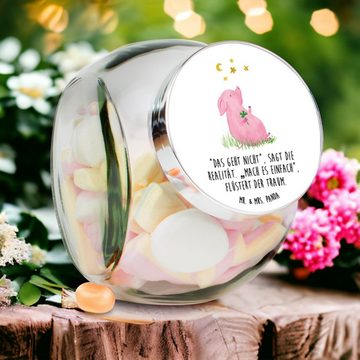 Mr. & Mrs. Panda Vorratsglas XL 2000ml Schwein Glück - Weiß - Geschenk, Kaffeedose, Tiermotive, Gl, Premium Glas, (1-tlg), Herzmotiv