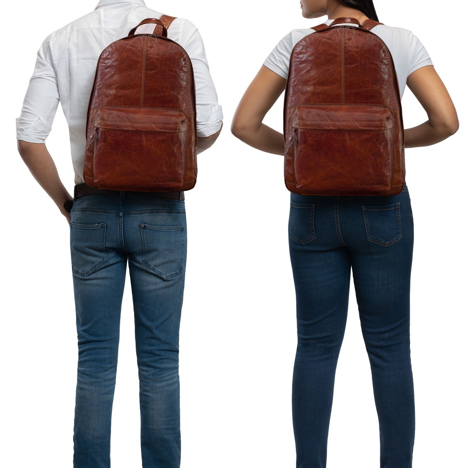 STILORD Notebook-Rucksack "Marley" Echtleder Rucksack Vintage
