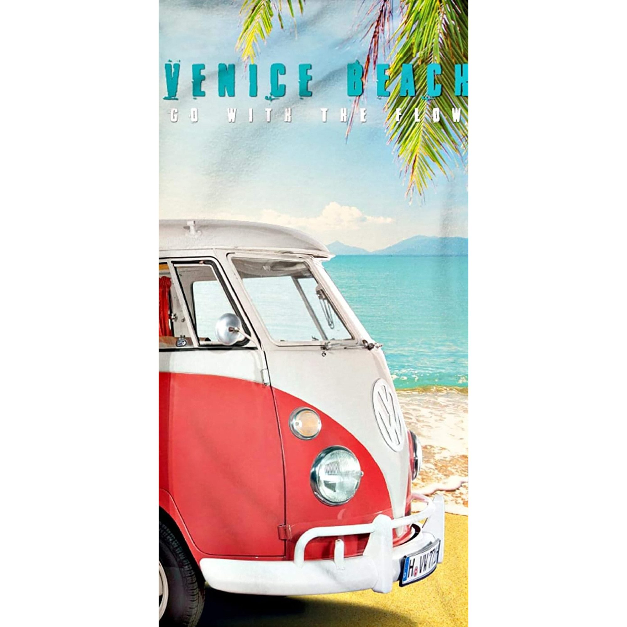 BERONAGE Strandtücher VW Volkswagen Bulli Badetuch 067 Venice Beach 75x150 cm, 100% Baumwolle (1-St), Frottee in Velours-Qualität