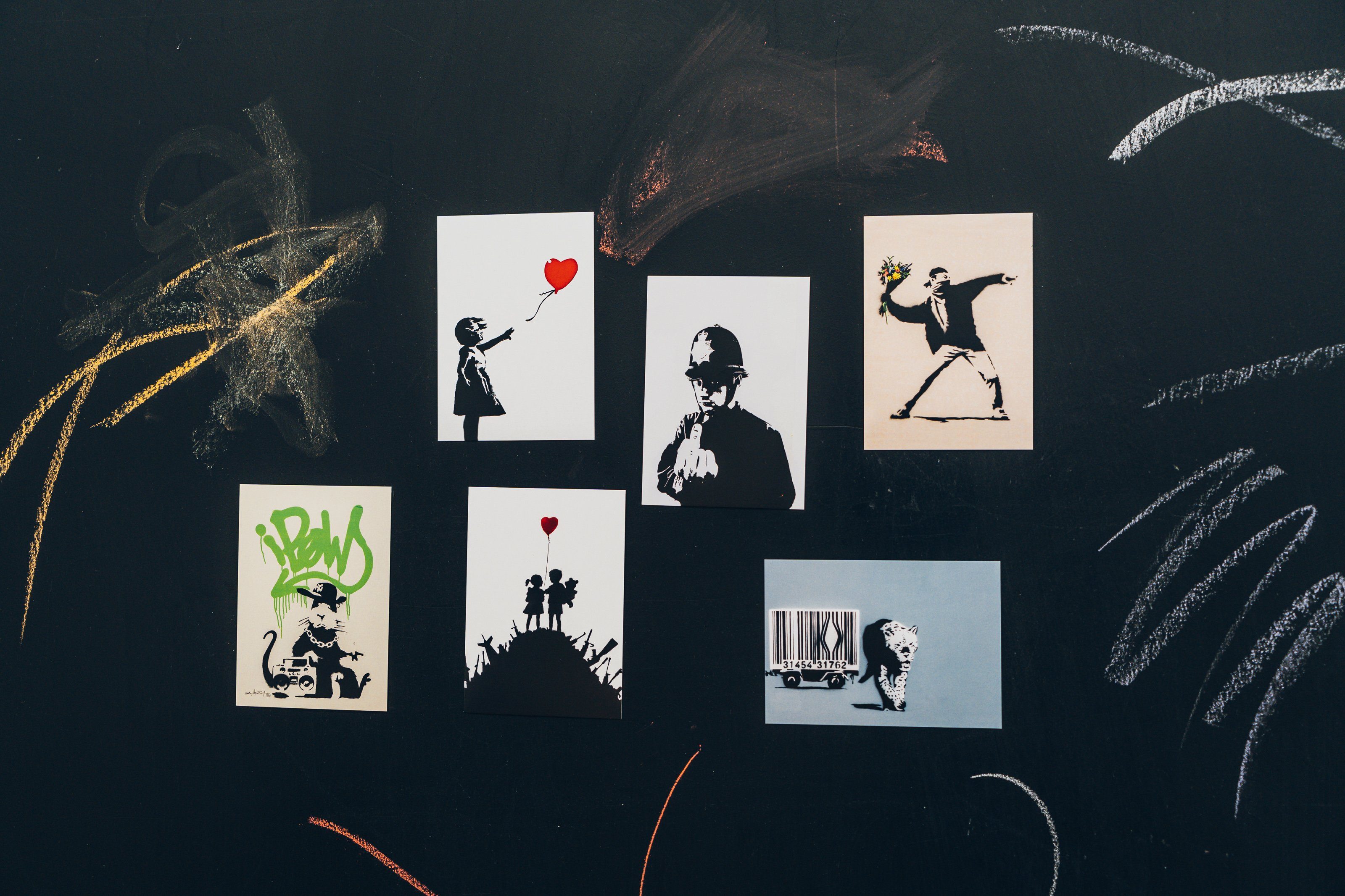 AvantgART Postkarte Set 6er, Banksy Kunstdruck, Kunstkarten von Banksy