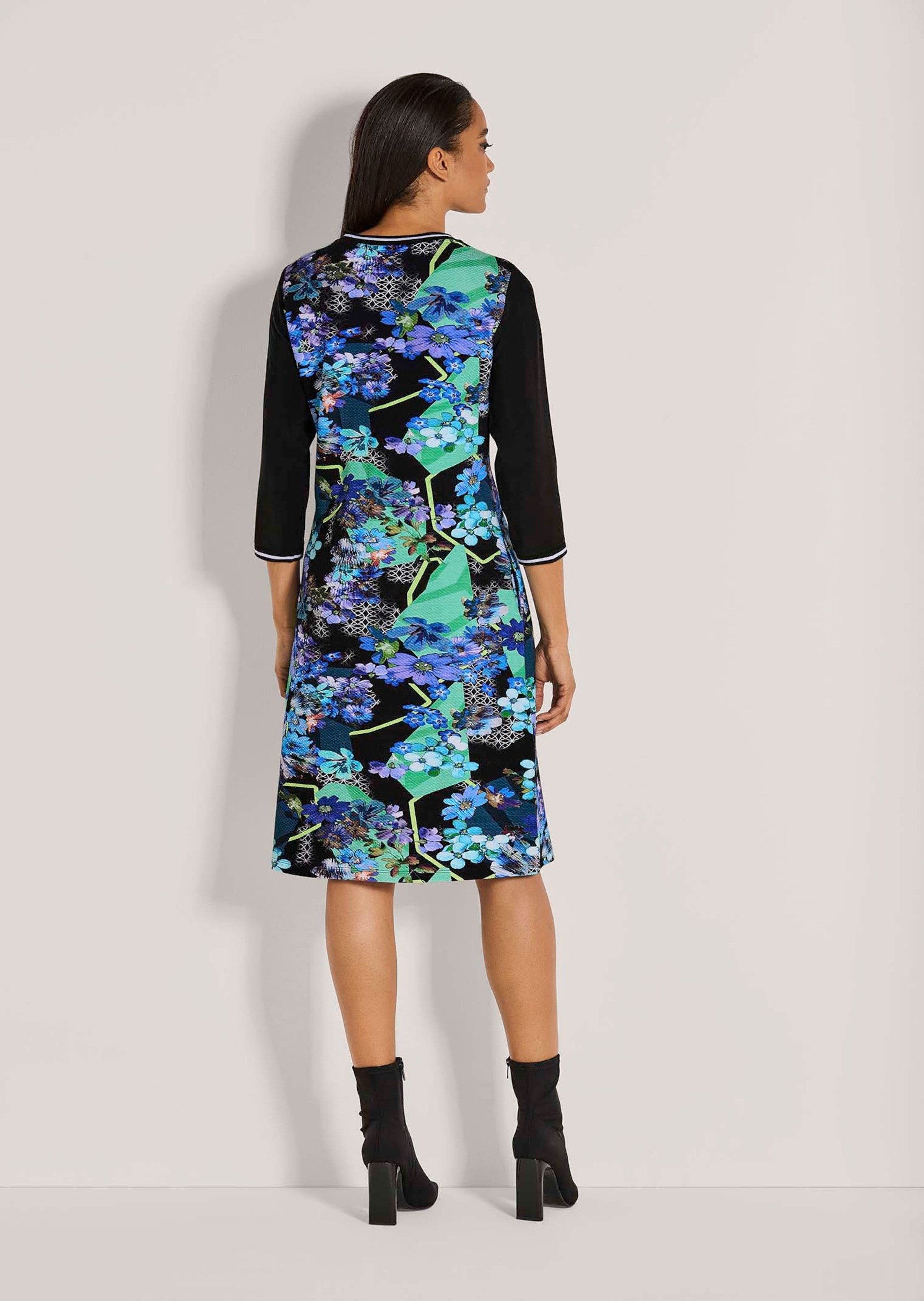 MADELEINE Midikleid Farbenfrohes Jersey-Kleid Leuchtendes Muster, 3/4-Ärmel, Rundhals