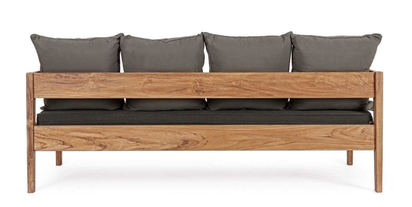 Couch Teakholz 190x90x79cm Sofa Sofa 3-Sitzer Sofa Polster Natur24