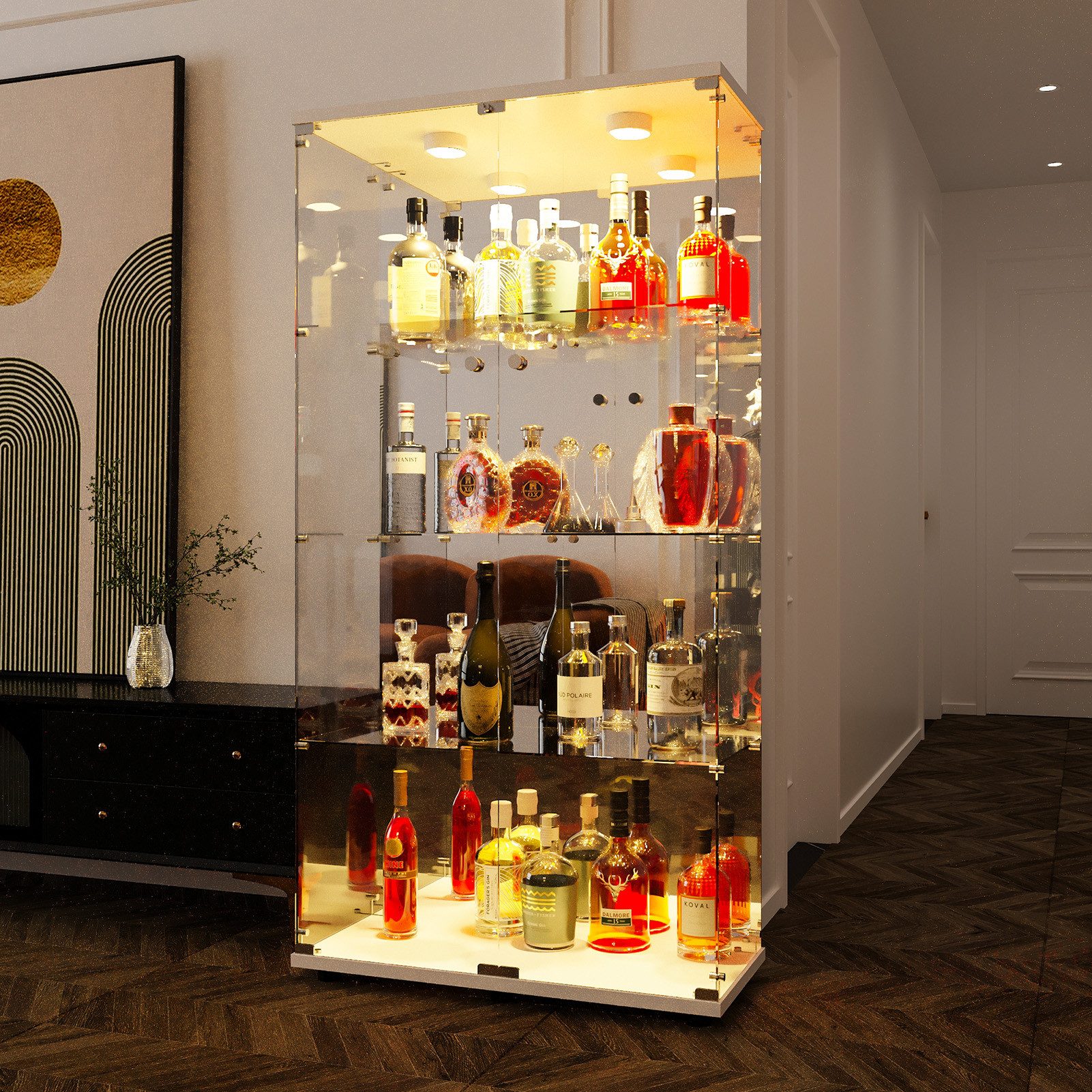 FUROKOY Glasvitrine Vitrinenschrank mit Glastüren Beleuchtung günstig online kaufen