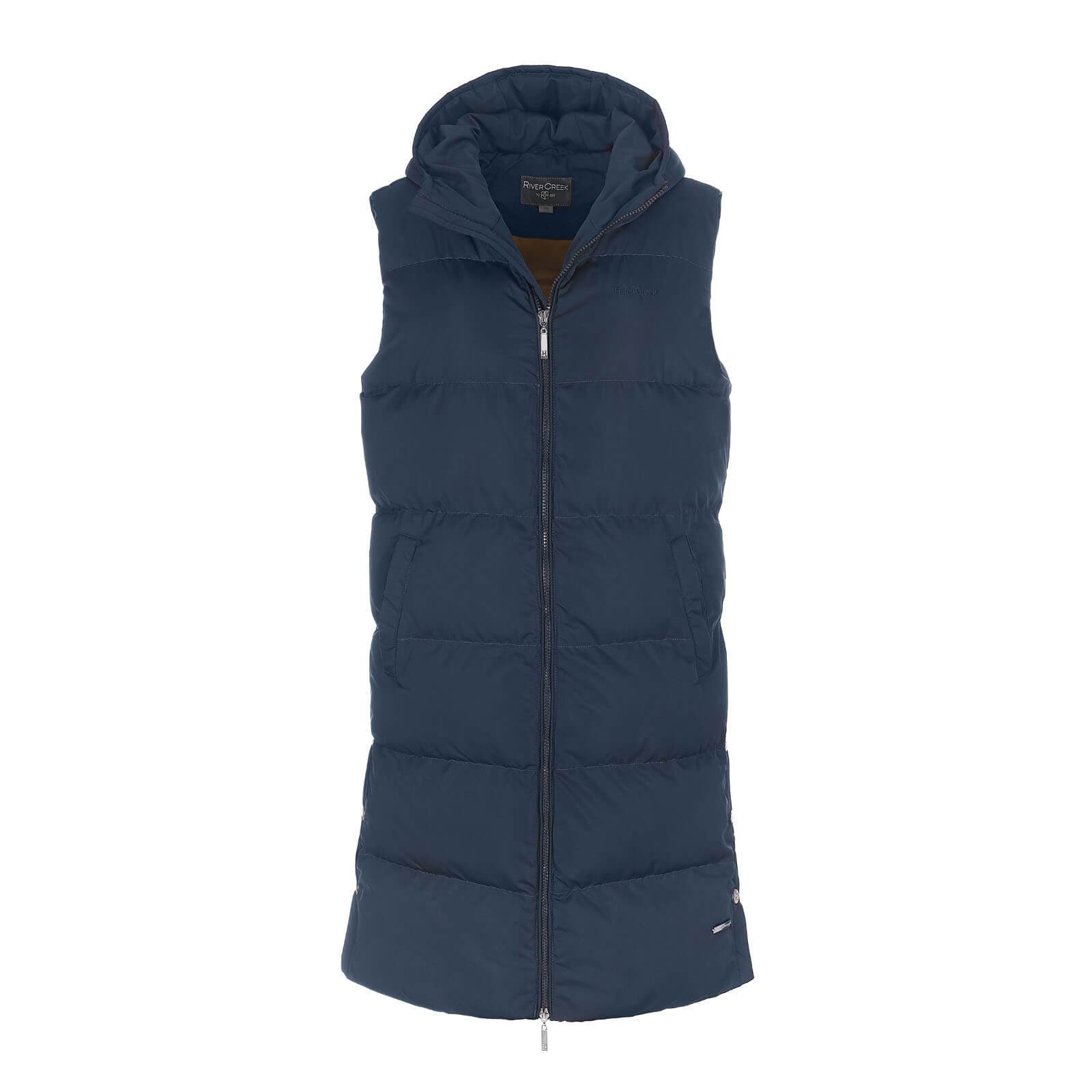 Coastguard Longweste Damen Steppweste lang mit Kapuze und geknöpften Seiten günstig online kaufen