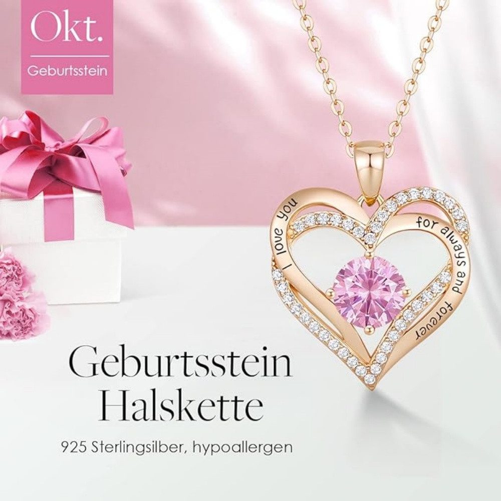 PFCTART Herzkette Frauen 925 Sterling Silber RoseGold Herz-Halskette (geeig günstig online kaufen