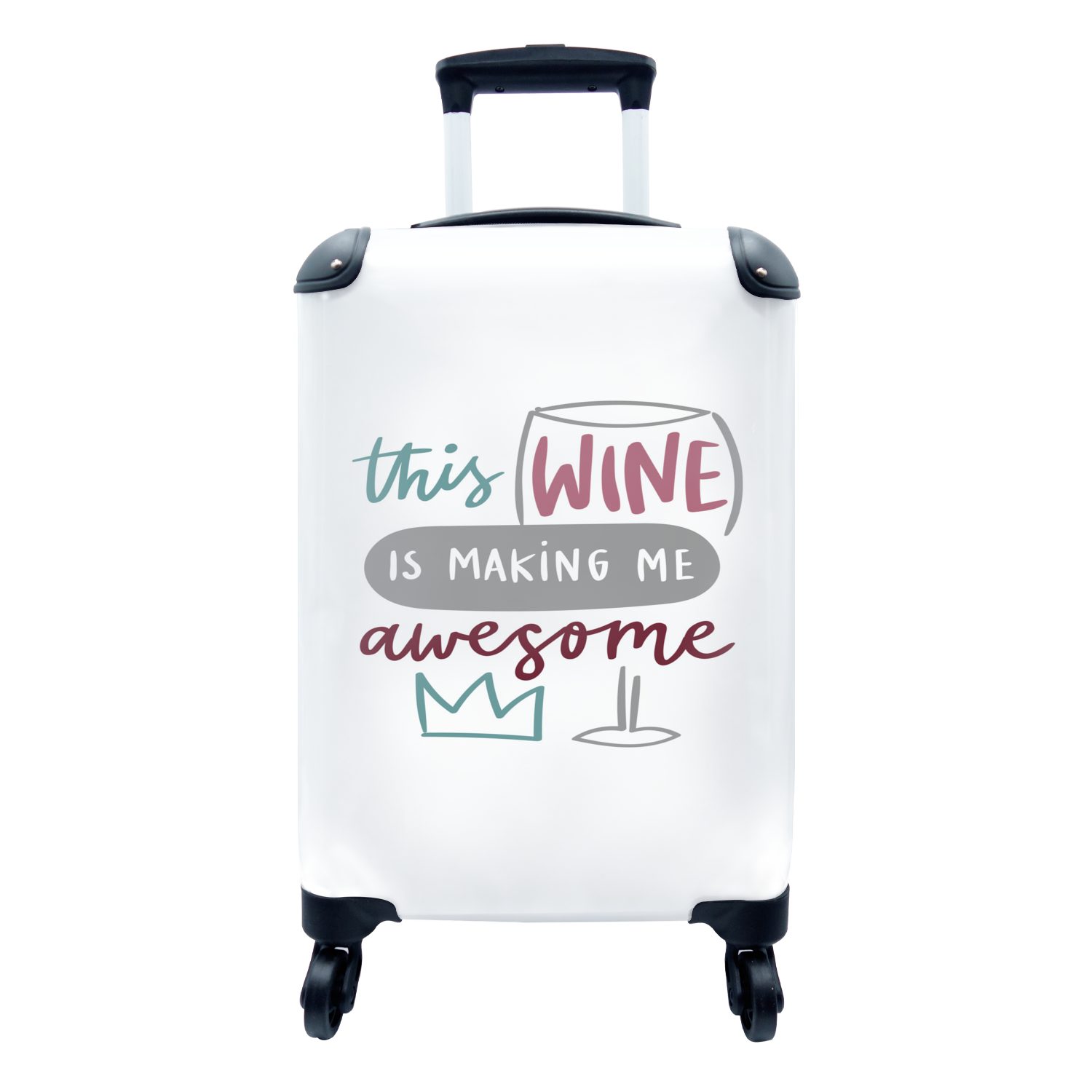 MuchoWow Handgepäckkoffer Dieser Wein macht mich ehrfürchtig - Text - Wein - Sprichwörter -, 4 Rollen, Reisetasche mit rollen, Handgepäck für Ferien, Trolley, Reisekoffer