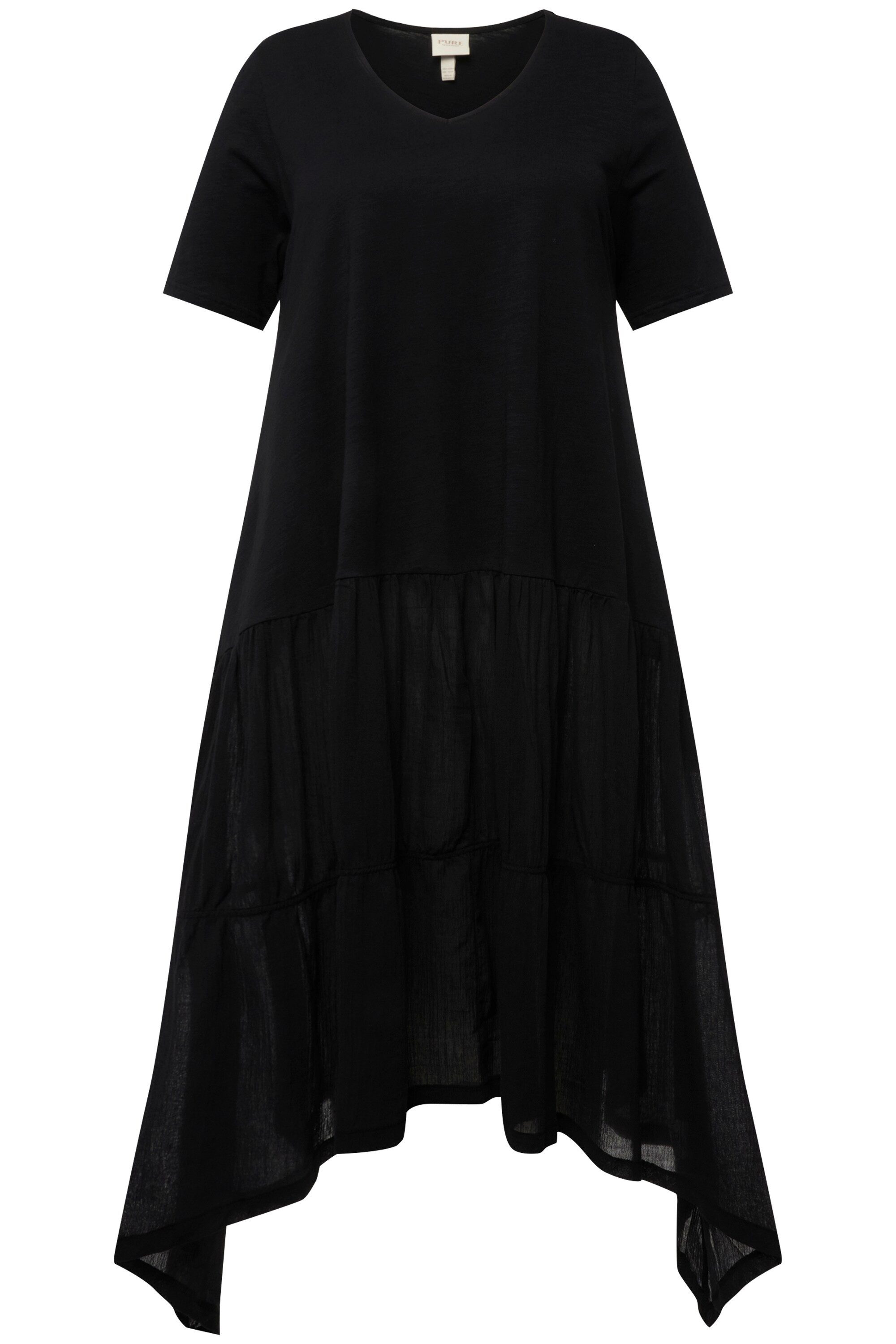 Ulla Popken Maxikleid Midikleid Struktur V-Ausschnitt günstig online kaufen