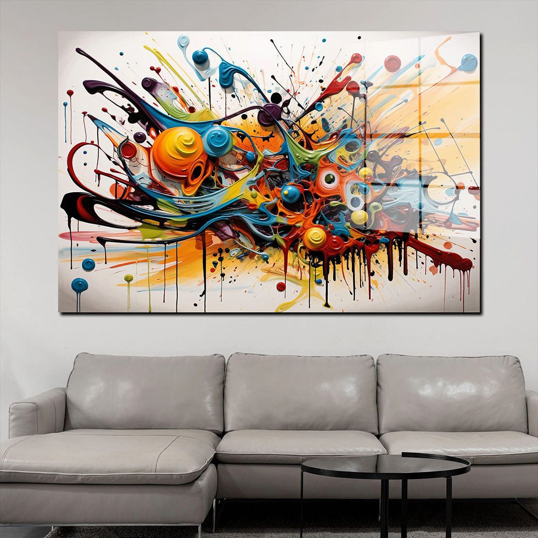 Artedinoi Acrylglasbild Abstrakte Kunst bunt mit Farben Acrylglas Wandbild Bild Wanddeko Wohnz