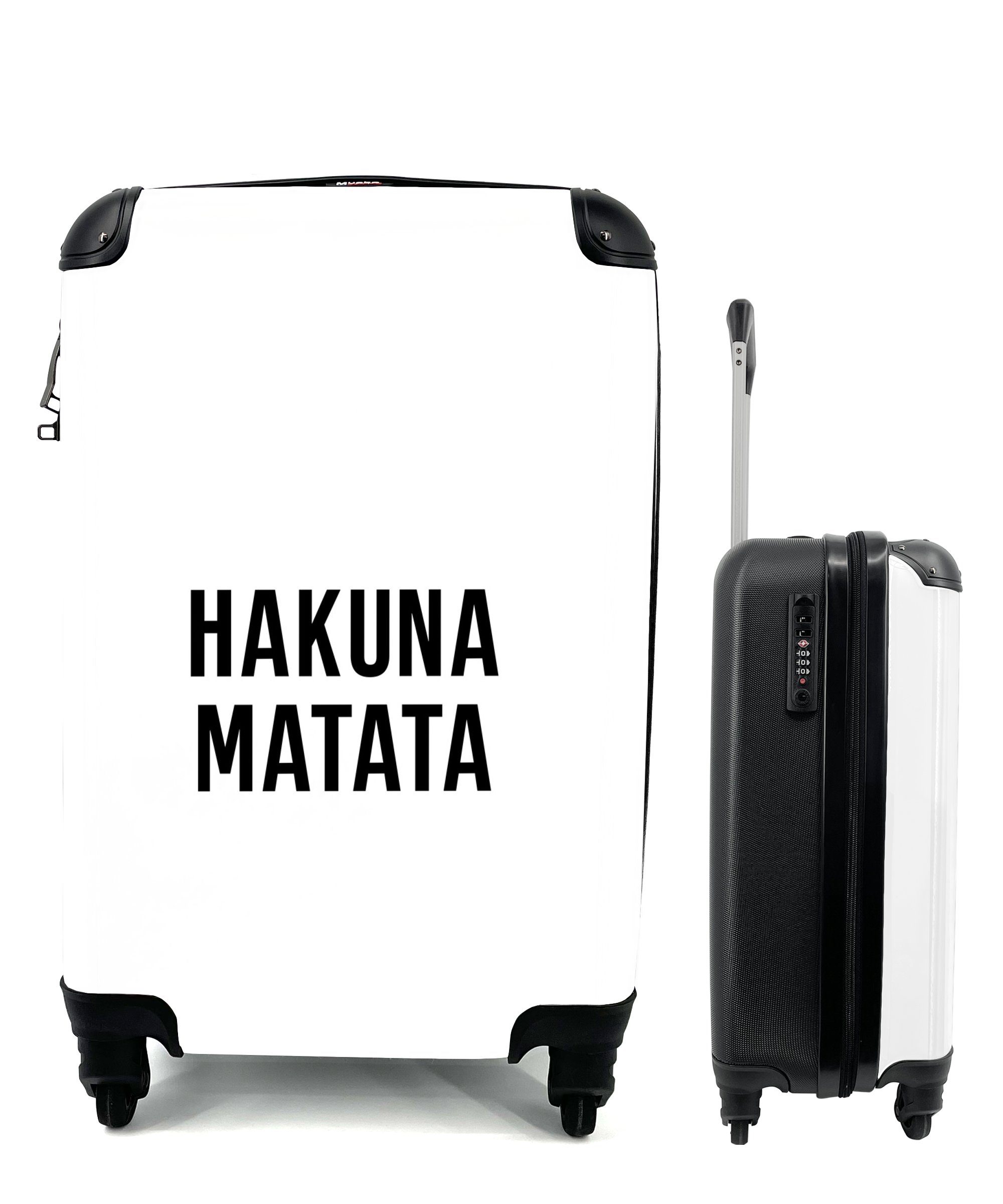 MuchoWow Handgepäckkoffer Zitate - Hakuna matata - Kinder - Baby - Text, 4 Rollen, Reisetasche mit rollen, Handgepäck für Ferien, Trolley, Reisekoffer