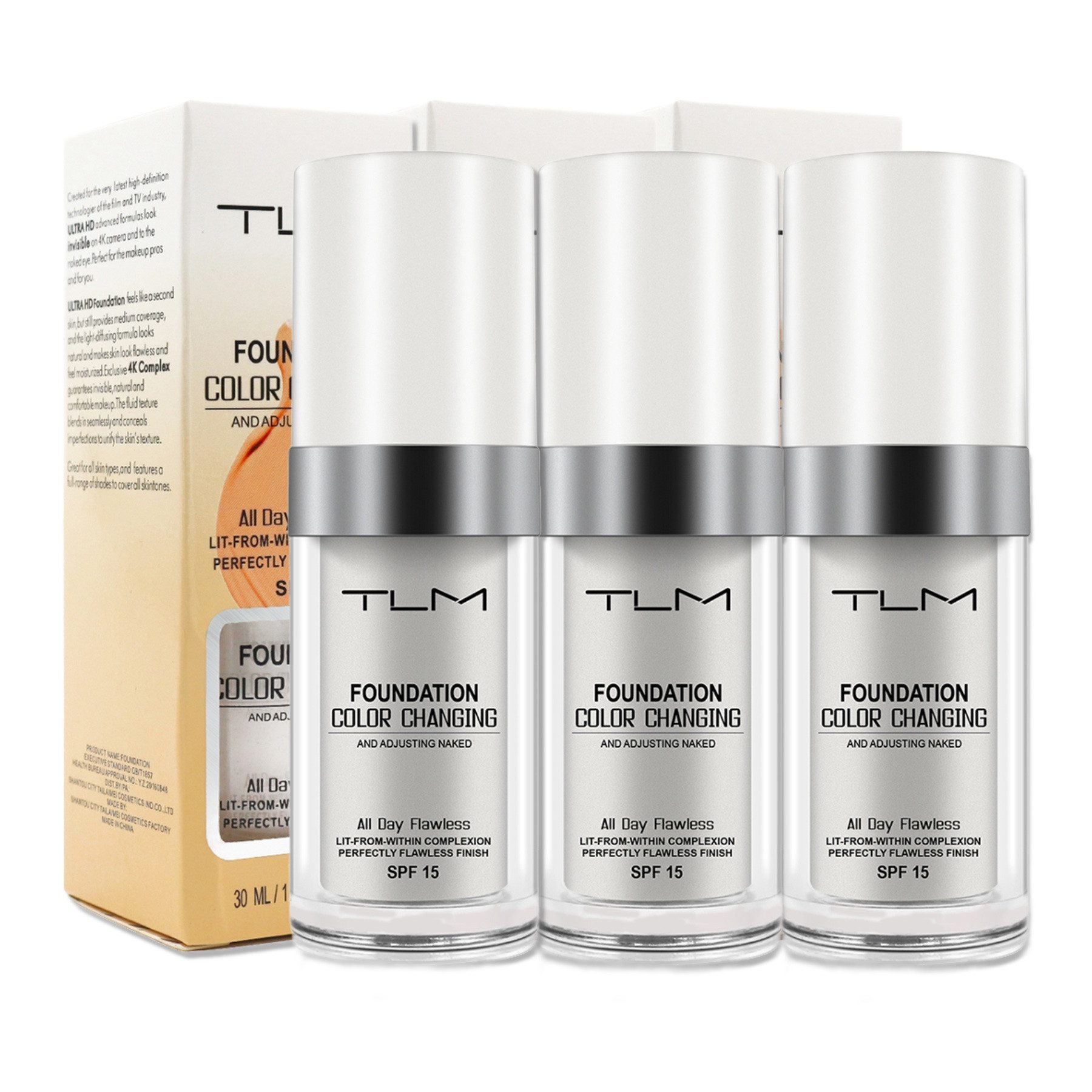 P-Beauty Cosmetic Accessories Foundation Concealer Abdeckung Cover Flüssige Grundierung SPF 15, 3-tlg., Mit Lichtschutzfaktor