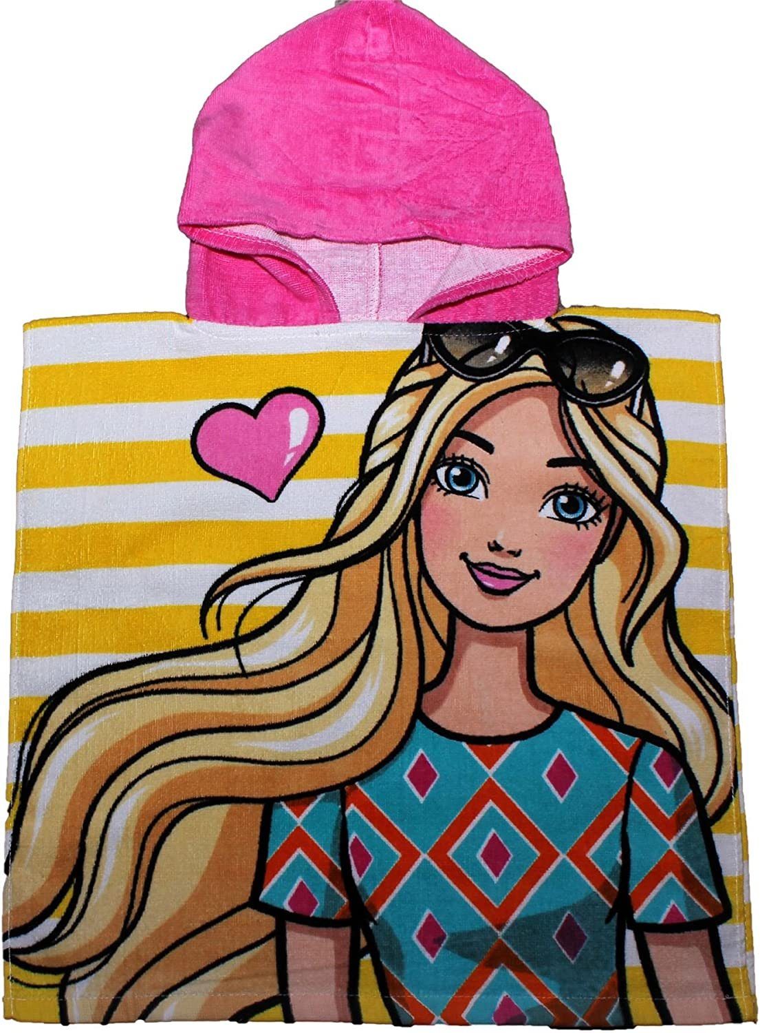 Barbie Badeponcho Barbie Mädchen Poncho Handtuch mit Kapuze baden schwimmen | Badeponchos