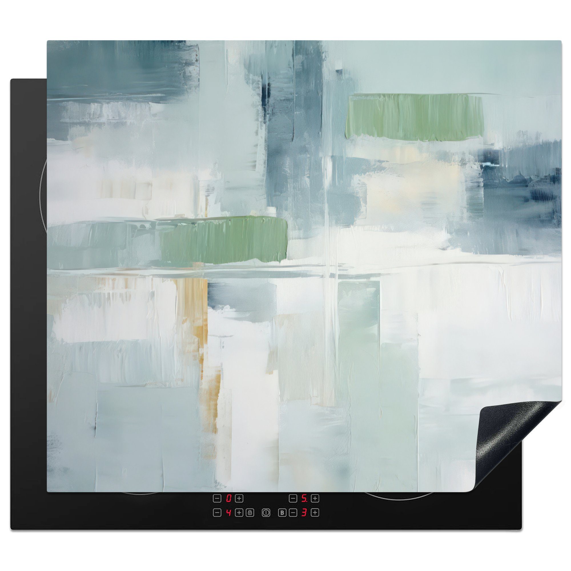 MuchoWow Herdblende-/Abdeckplatte Farbe - Moderne Kunst - Abstrakt - Grau, Vinyl, (1 tlg), 60x52 cm, Mobile Arbeitsfläche nutzbar, Ceranfeldabdeckung