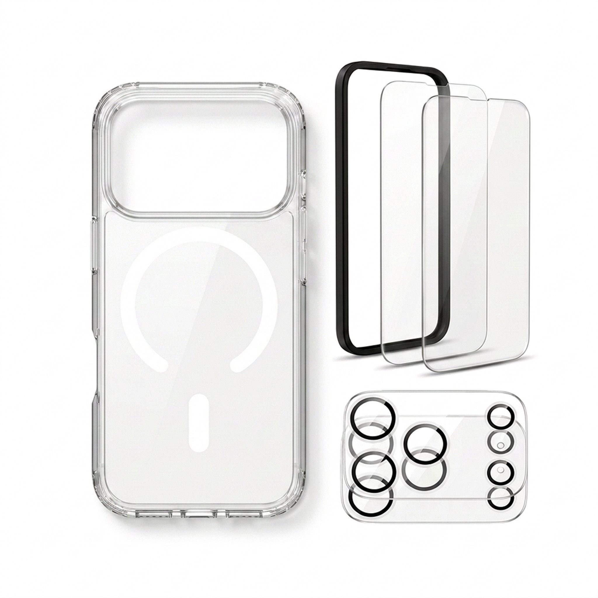 Futurea Handyhülle Transparent MagSafe Case 5in1 Set Panzerglas iPhone 18 Pro & Pro Max 6,3" - 6,9", Schutzset mit Schutzfolie und Kameraschutz für das Apple iPhone