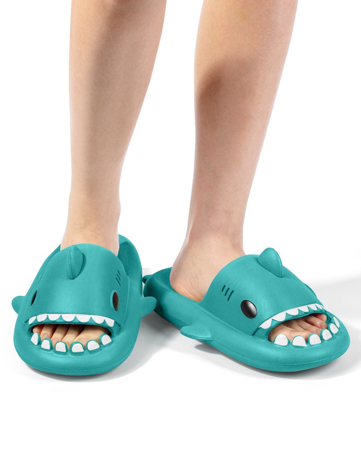 Corimori Bequeme Hai Badeschuhe im Haifisch-Design Badeschuh (Packung, Geschenk) lustige, rutschfeste, schnell trocknende Badeschlappen EU Größe 42-43 – Bild 3 von 4