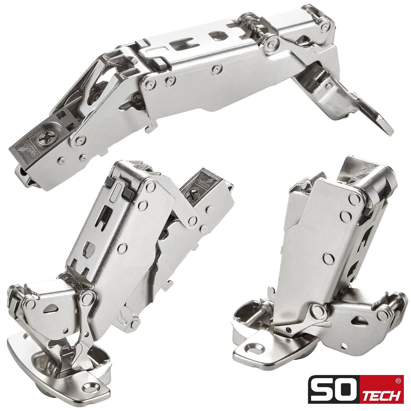SO-TECH® Türbeschlag Weitwinkelscharnier 165° Sensys 8657i, Softclose (1 St), Eckanschlag + Montageplatte Höhe 1,5 mm + Abdeckung