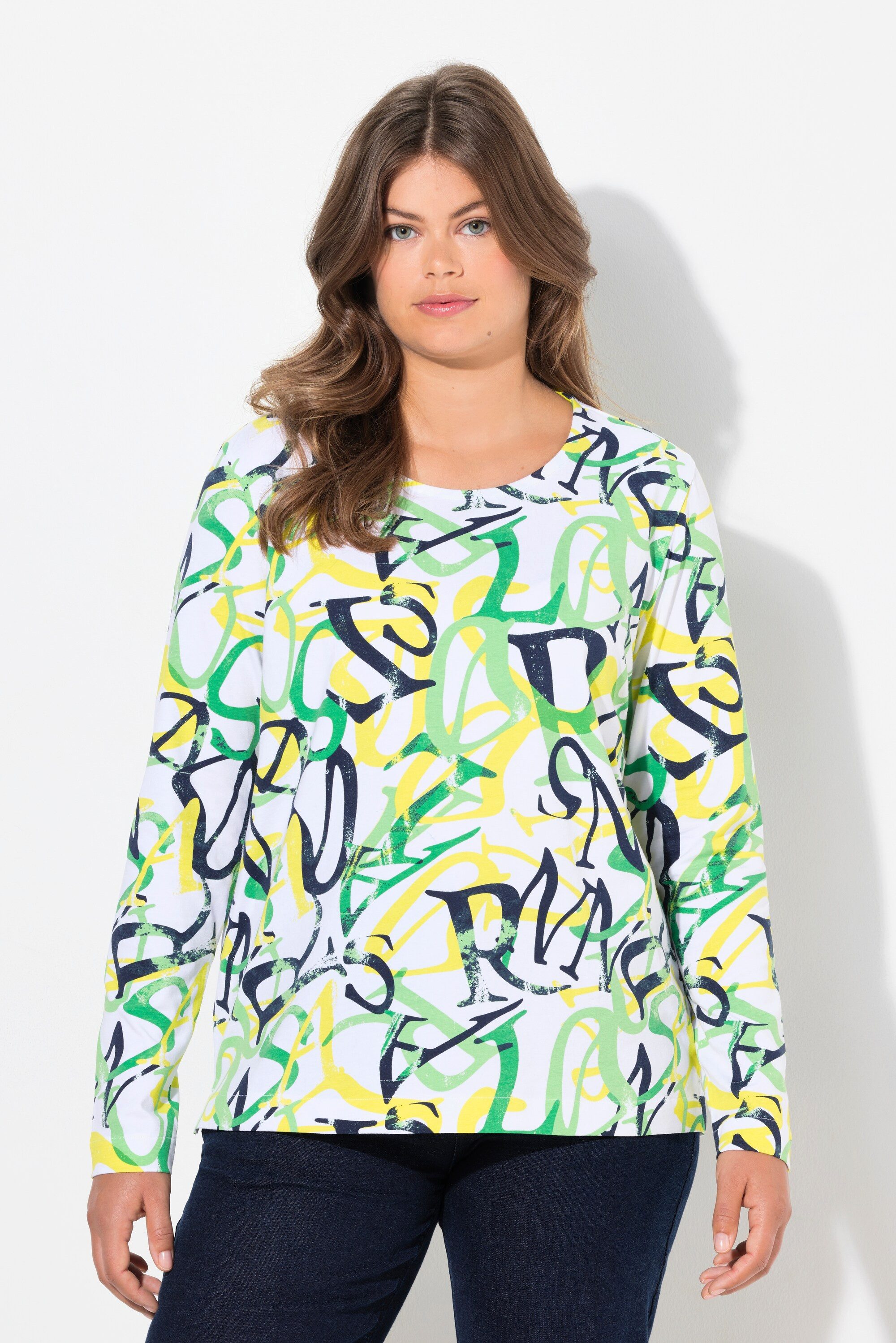 Laurasøn Longsleeve Shirt mit Buchstabendruck Rundhals Langarm günstig online kaufen