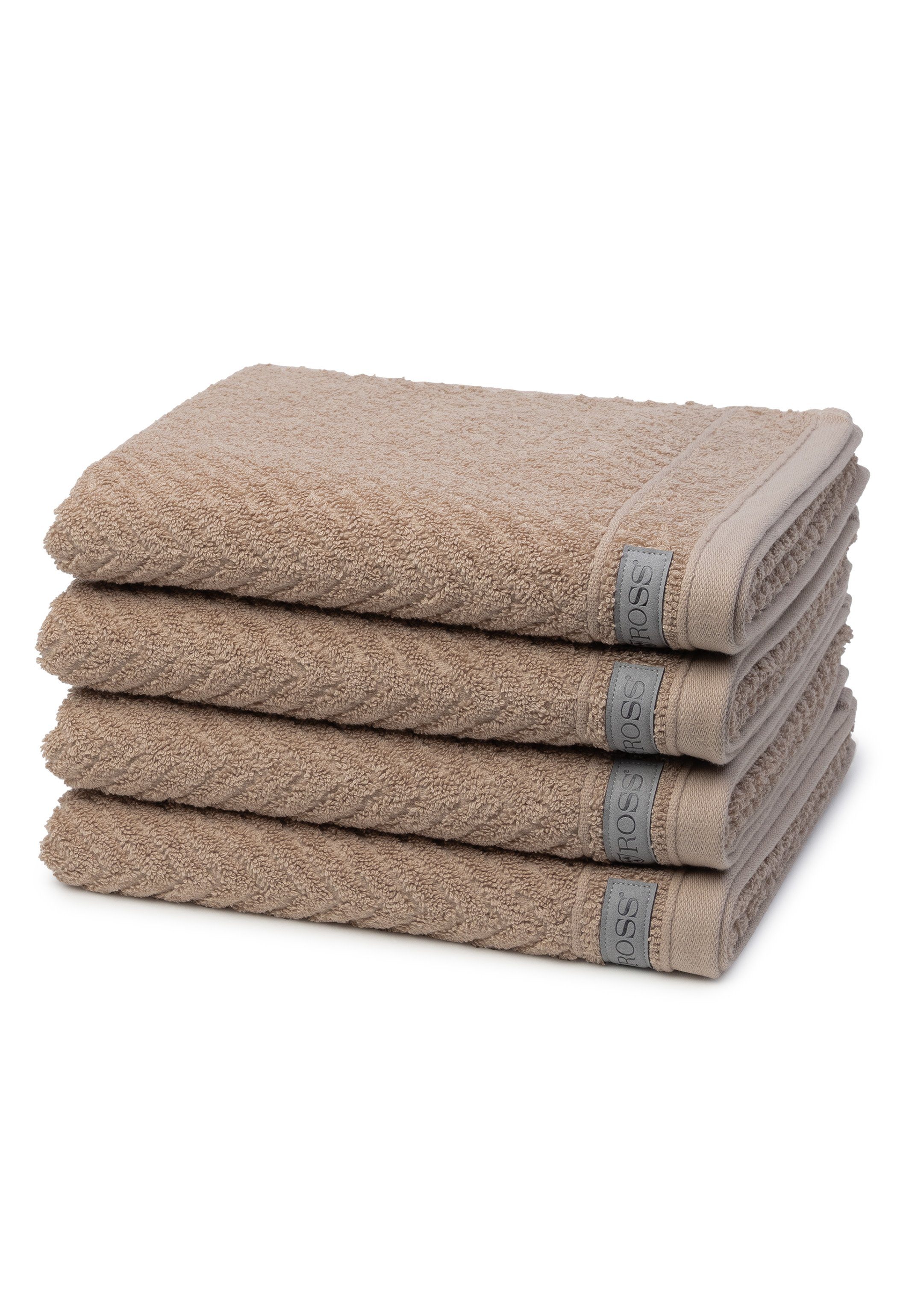 ROSS Handtuch Set Smart, Walkfrottee, (Spar-Set, 4-tlg), 4 X Handtuch - im Set - Baumwolle - Saugfähige und weicher Griff Nougat