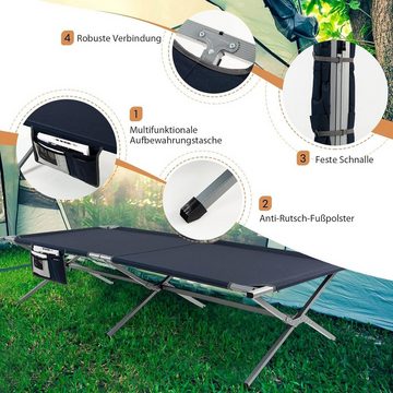 KOMFOTTEU Feldbett Campingbett mit Seitentasche, bis 150 kg belastbar