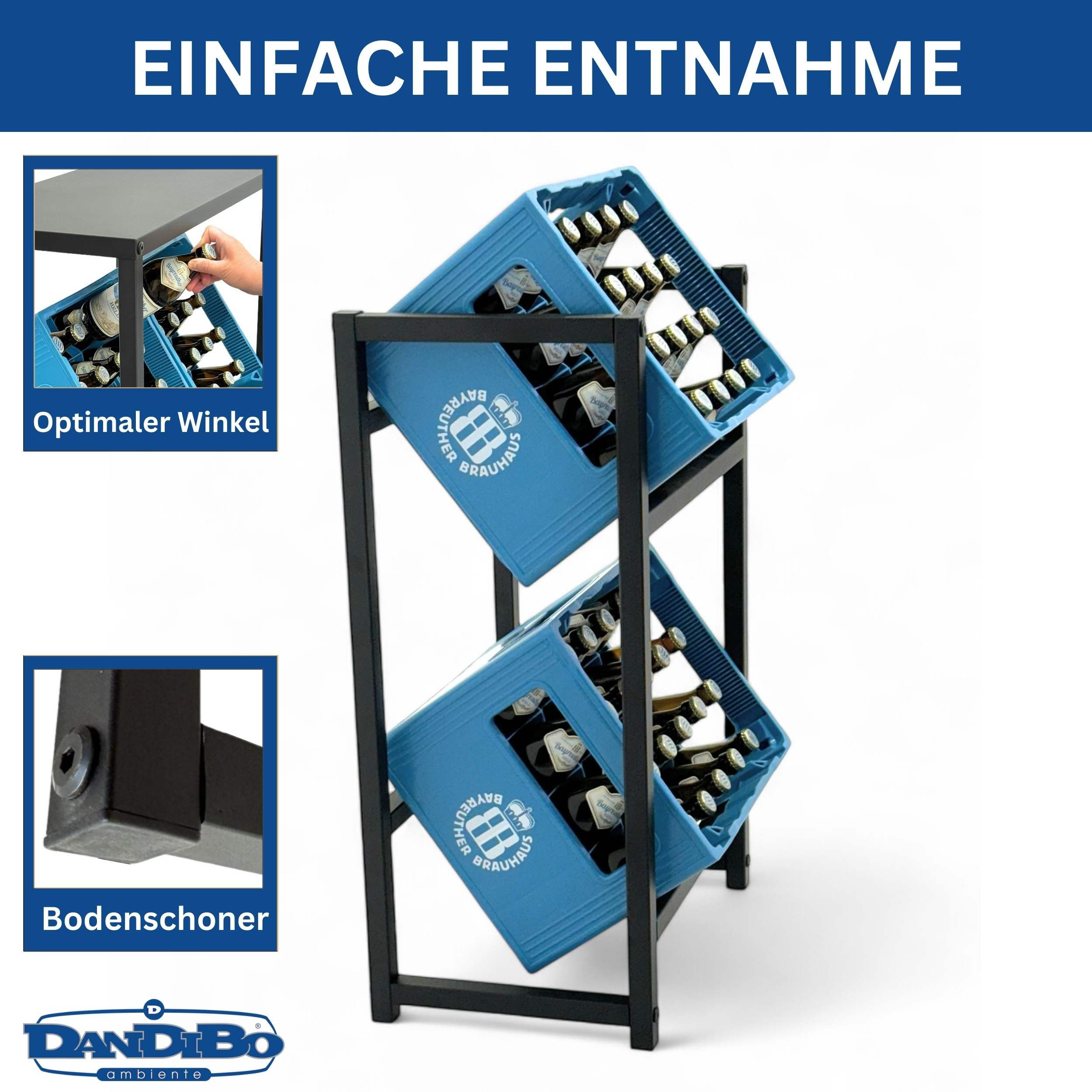 DanDiBo Flaschenregal Getränkekistenregal 2 Kisten Schmal Metall Stehend 96475 Kistenhalter, Kistenregal Bierkistenregal Schmal