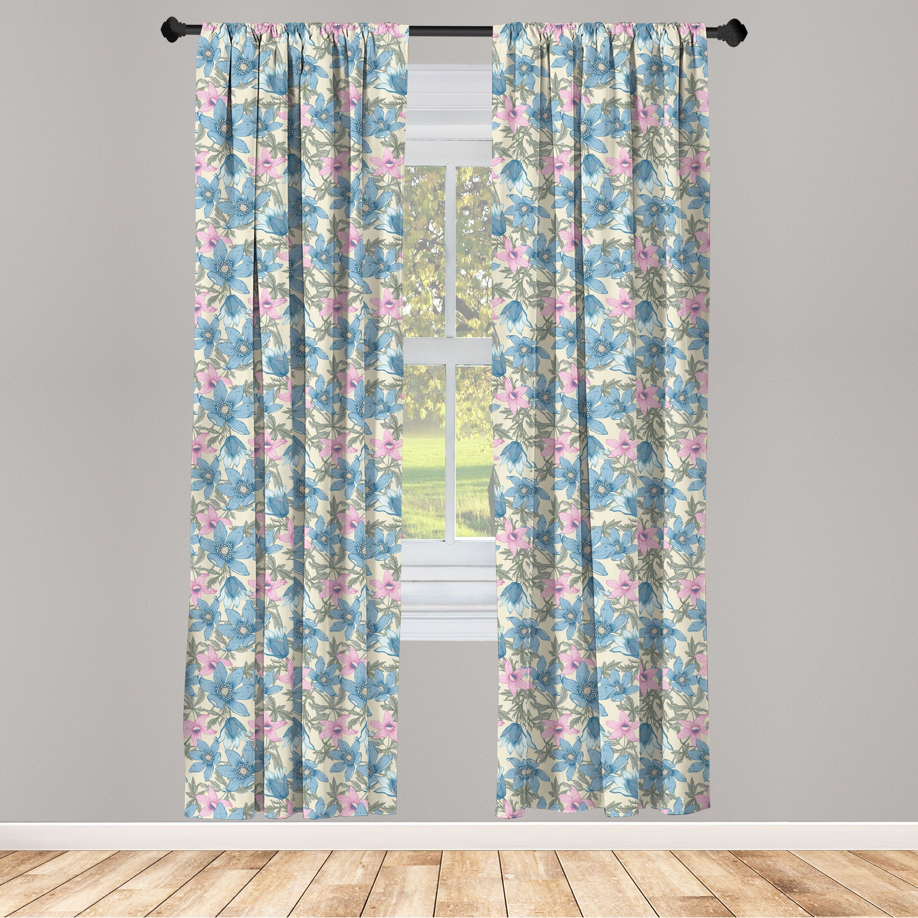 Gardine Vorhang für Wohnzimmer Schlafzimmer Dekor, Abakuhaus, Microfaser, Blumen Viktorianischen Stil Blumen | Fertiggardinen