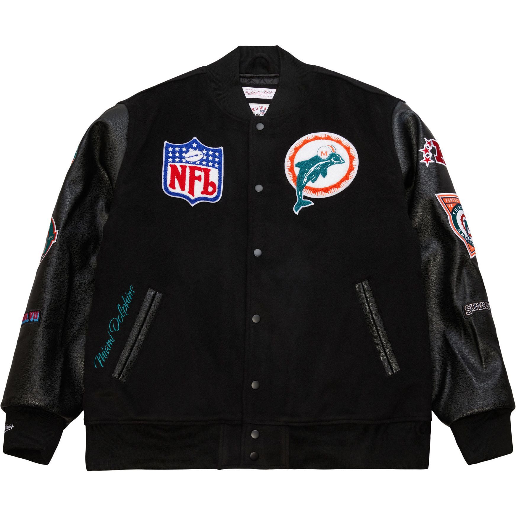Mitchell & Ness Winterjacke Varsity BLACKOUT Miami Dolphins