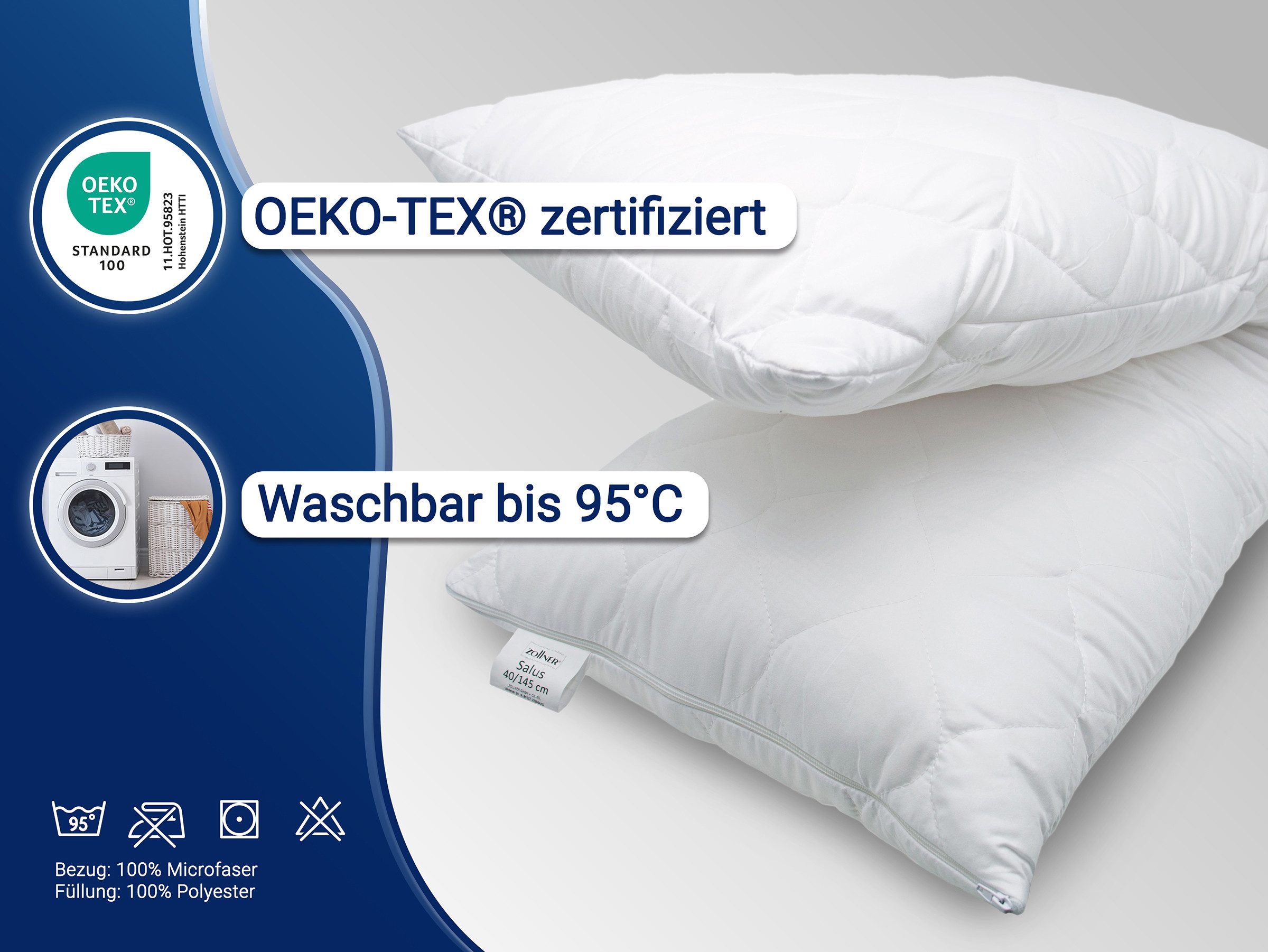 ZOLLNER Seitenschläferkissen, 1-tlg., 40 x 145 cm, 100% Polyester, vom Hotelwäschespezialisten