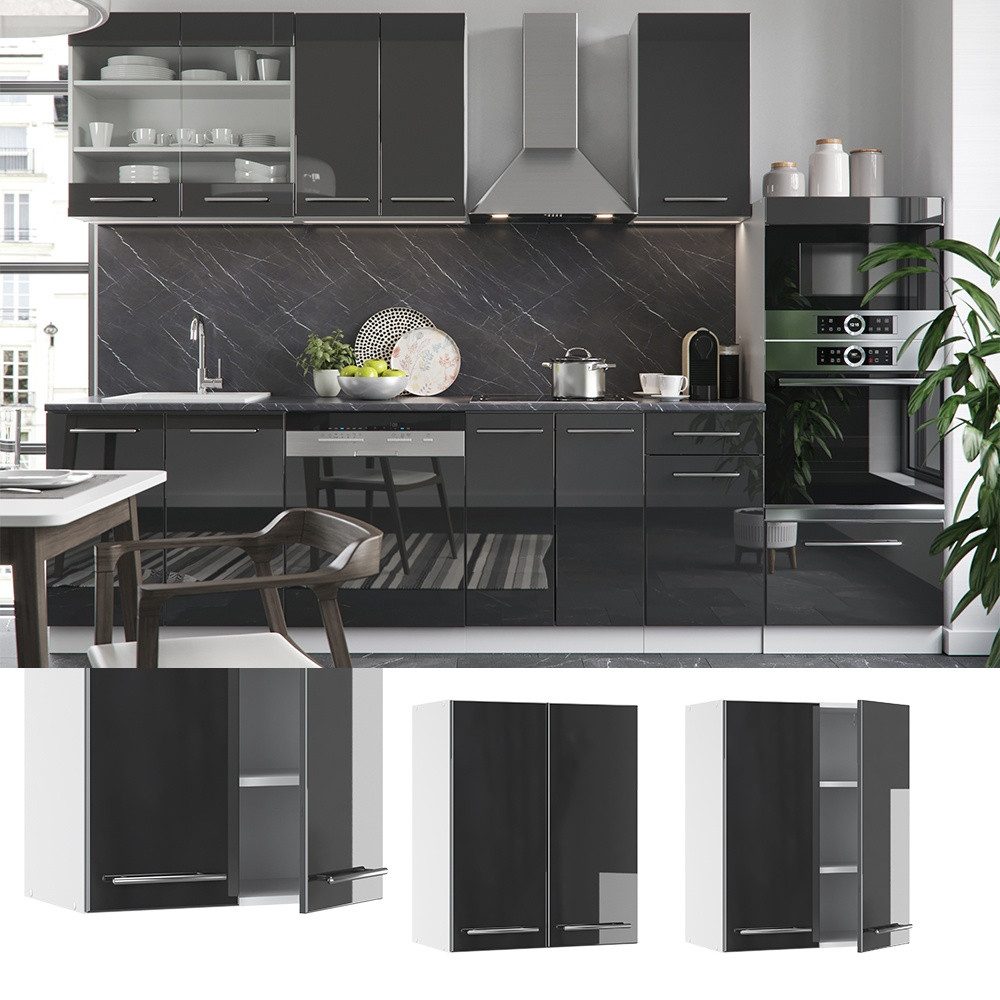 Vicco Hängeschrank Fame-Line, Anthrazit Hochglanz/Weiß, 60 cm (1-St)
