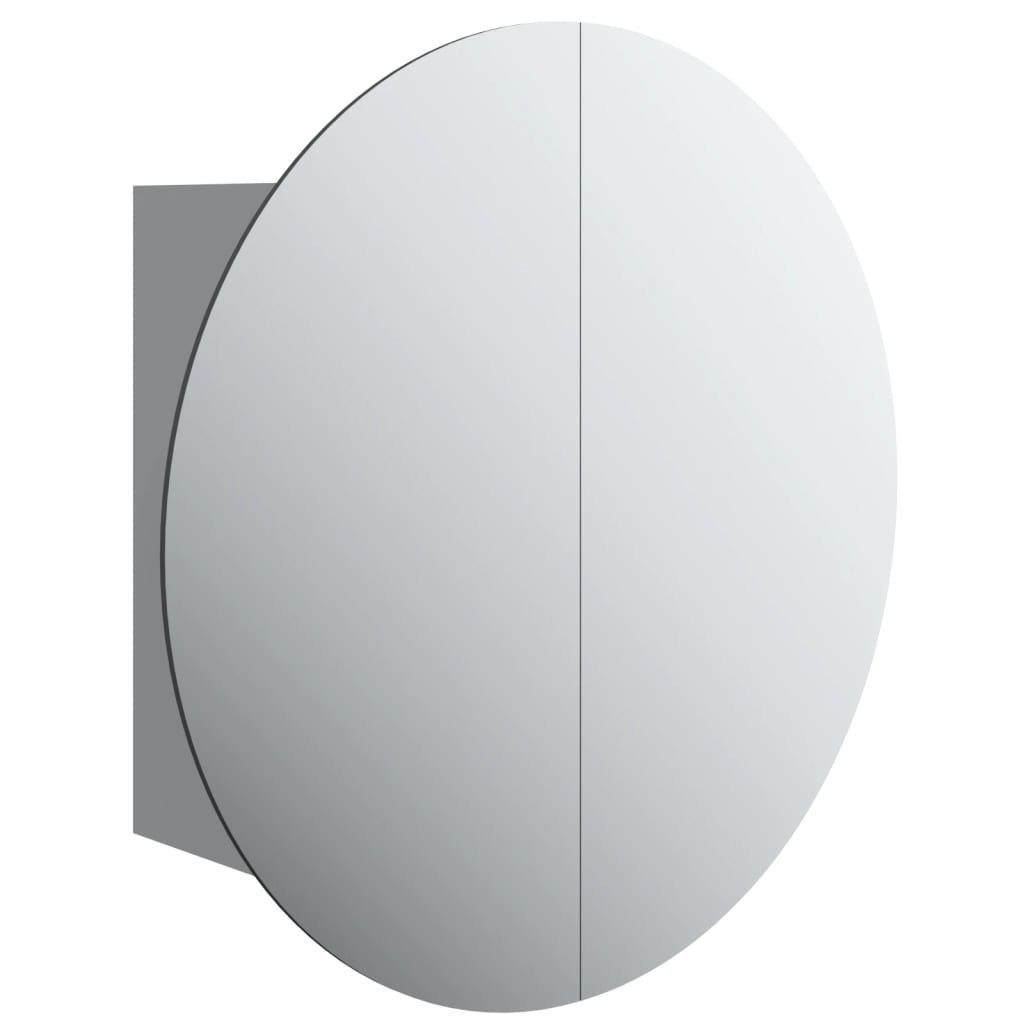 LED Grau Spiegel Badezimmerschrank Rundem cm 40x40x17,5 mit vidaXL Badezimmerspiegelschrank (1-St) &