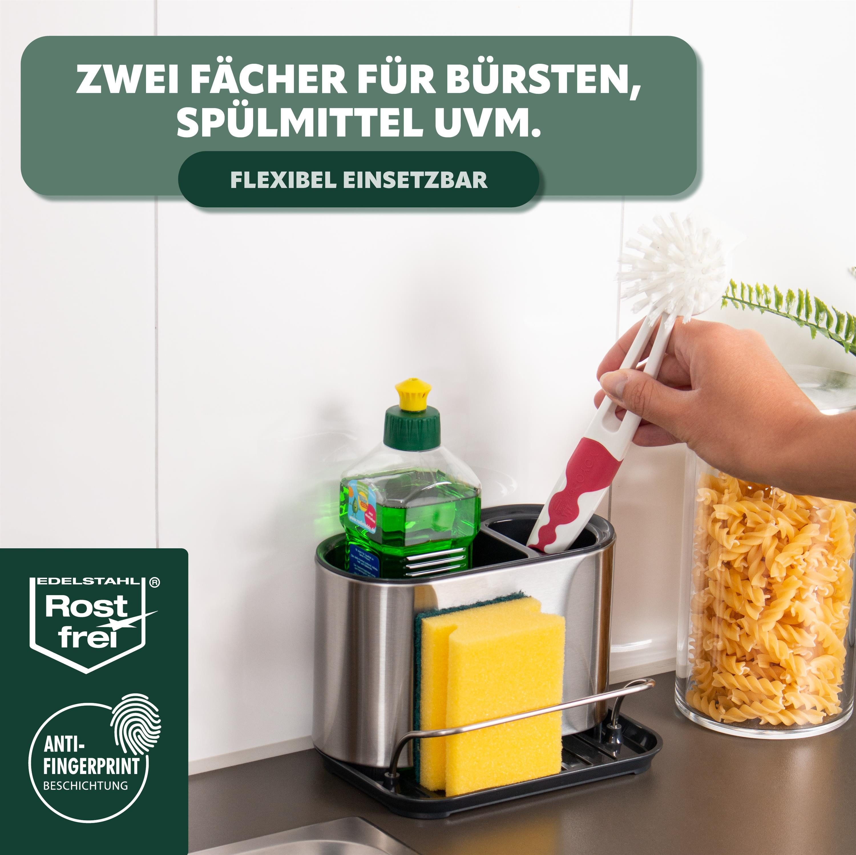 bremermann Schwammhalter Spülbecken-Organizer mit Schwammhalter und Spülbürstenhalter – Bild 4 von 5