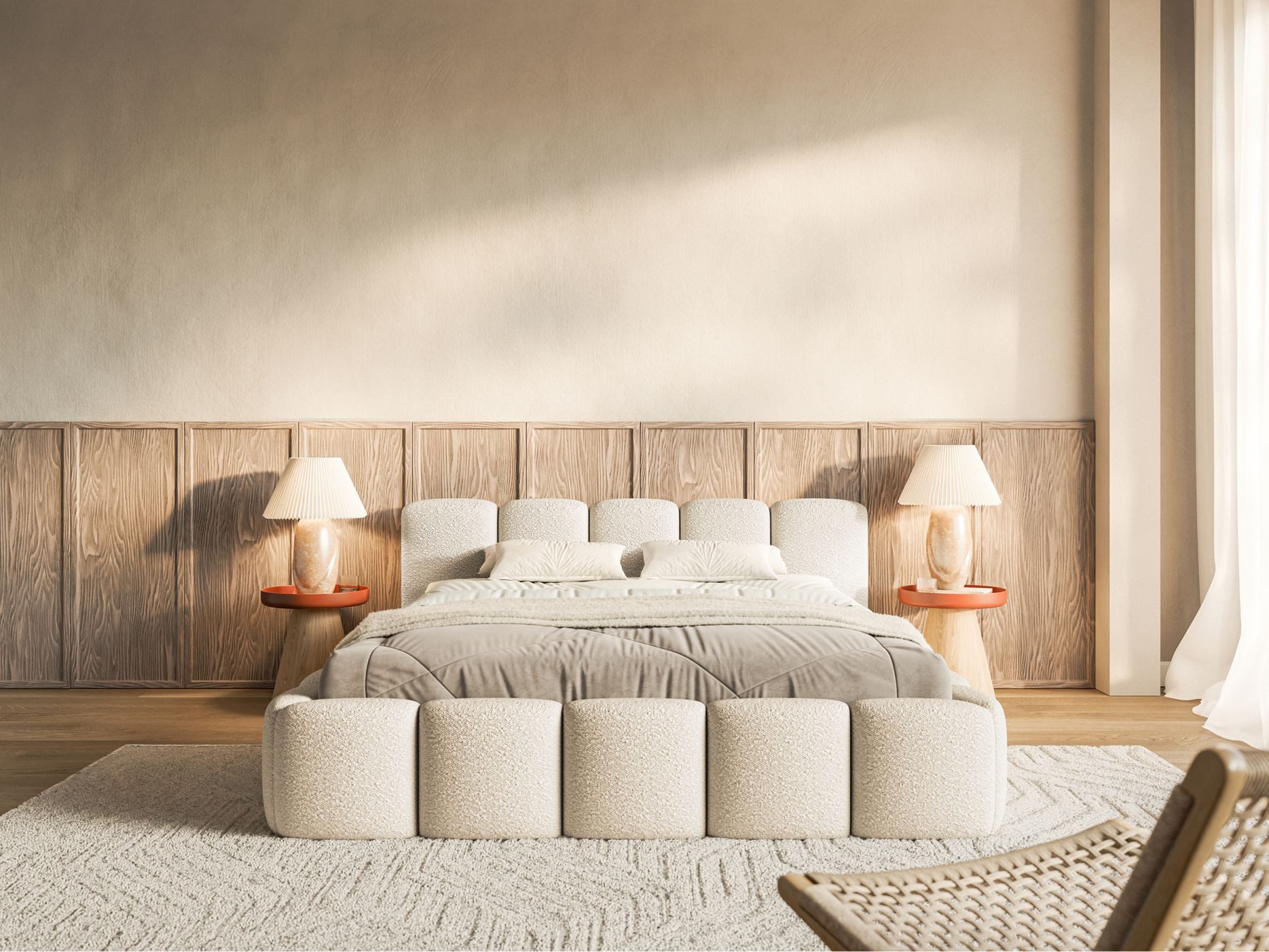 Selsey Polsterbett CLOUDY LOW, Bouclé, Chenille oder Velours, mit/ohne Bettkasten, 140–200 cm