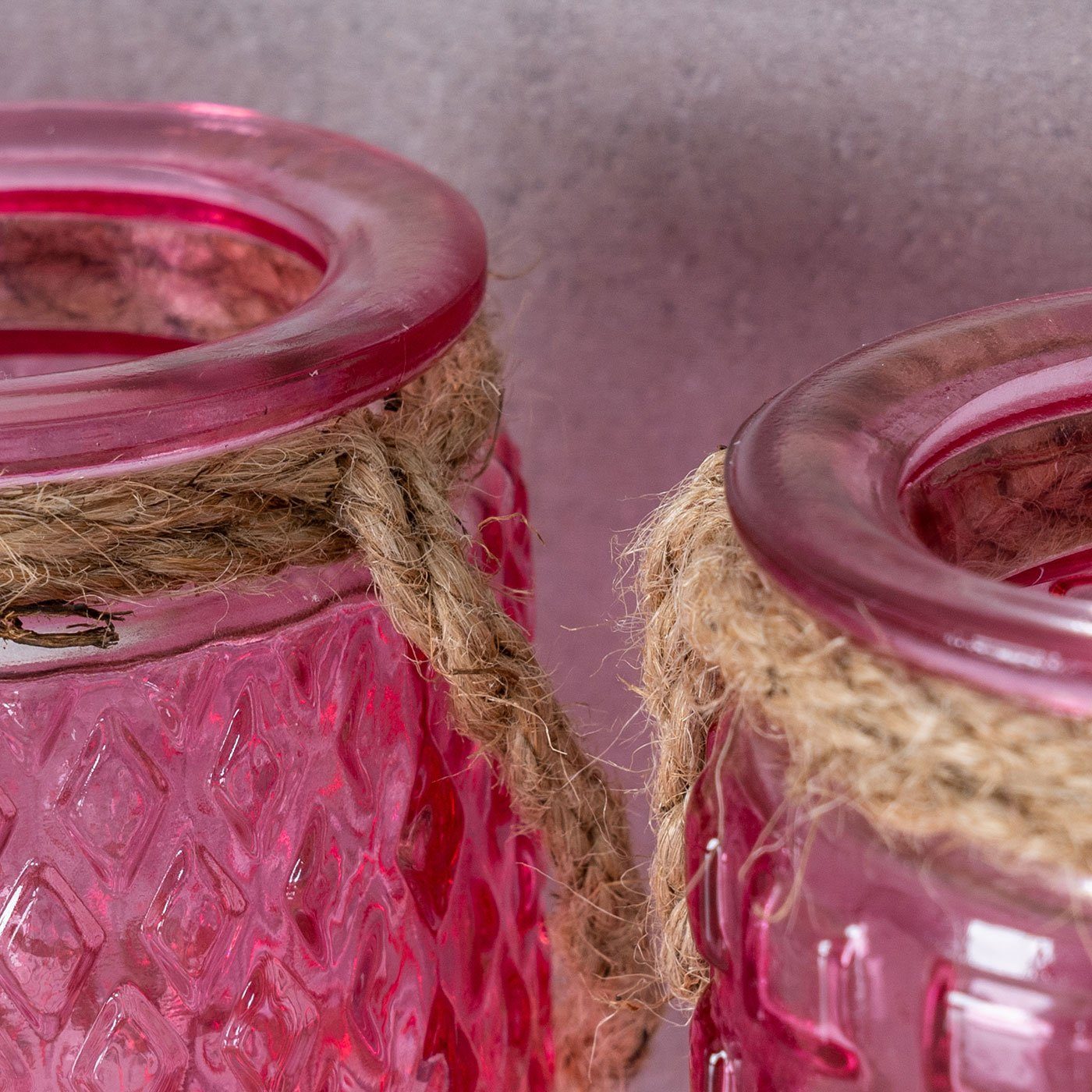 Levandeo® H10cm Teelichthalter 4er Set Pink Tischdeko Teelichthalter, Rosa Glas Windlicht
