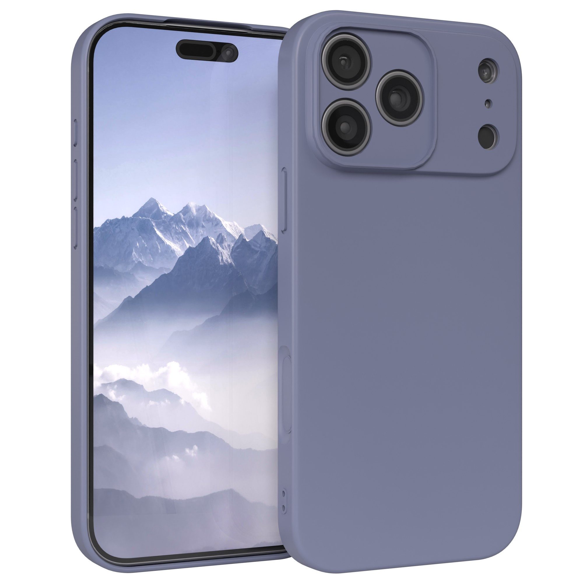 EAZY CASE Handyhülle für Apple iPhone 17 Pro Max Hülle Silikon 6,9 Zoll, Silikon Schutzhülle mit Kameraschutz Matt Back Cover Soft Eis Blau