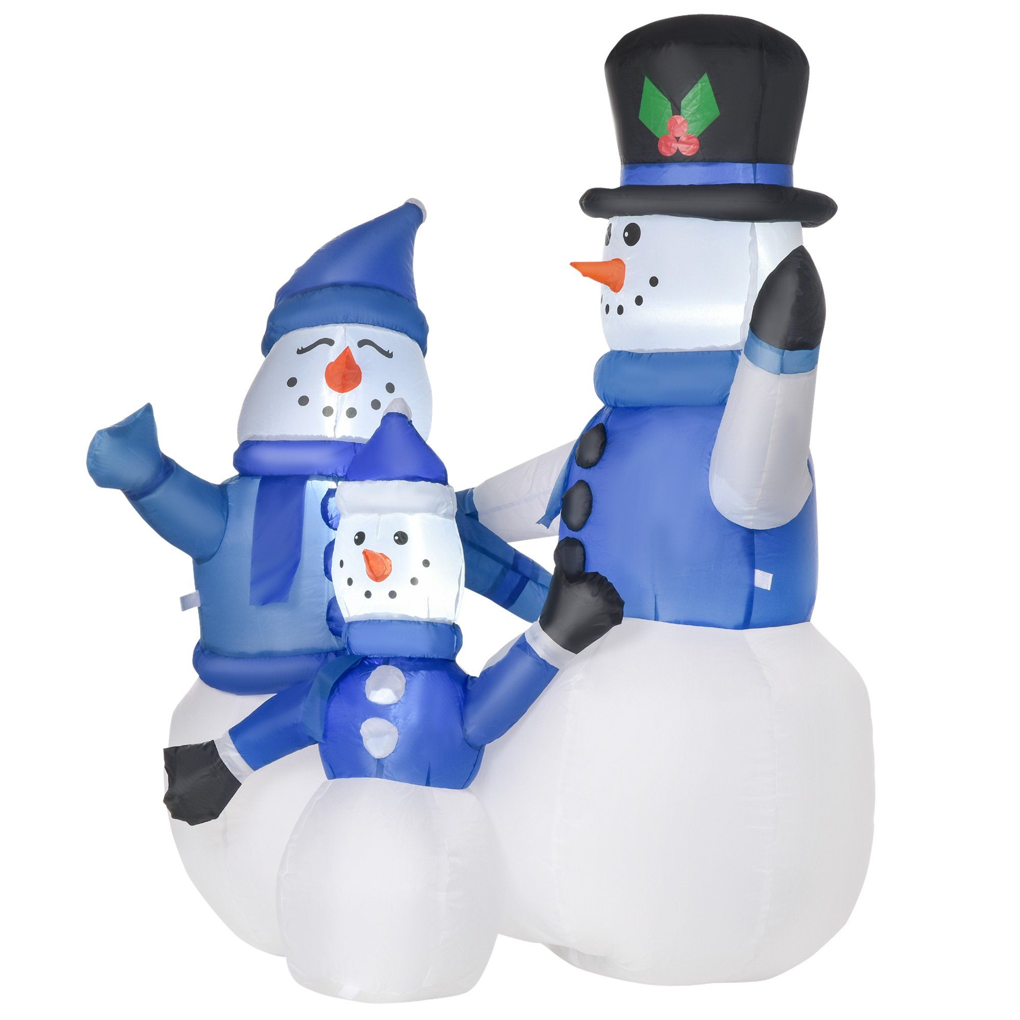HOMCOM LED Schneemannfamilie Weihnachtsfigur aufblasbar
