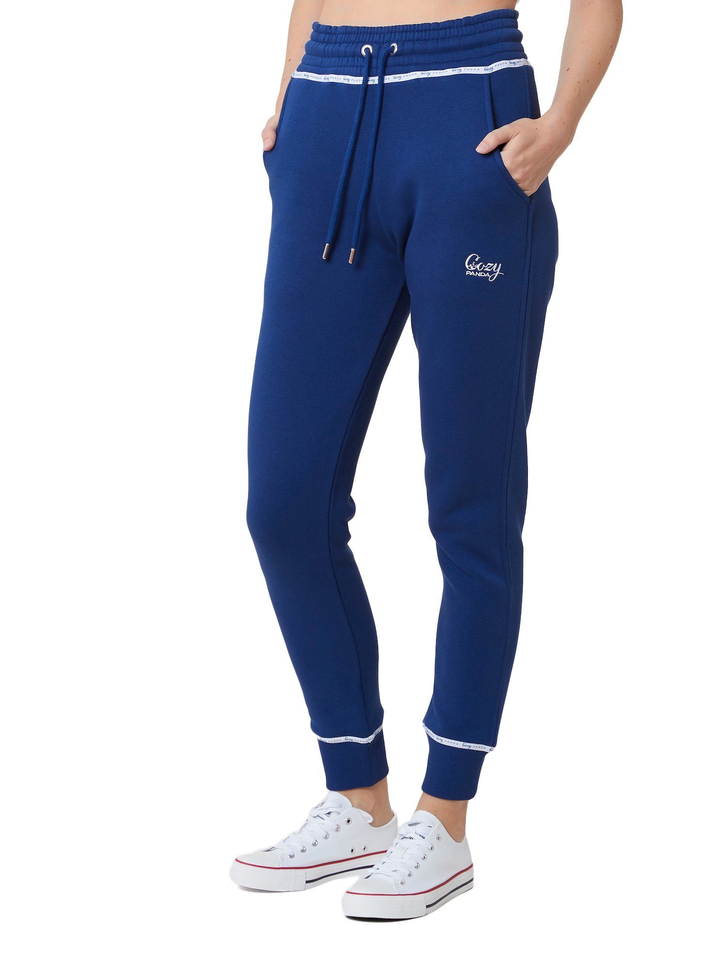 Cozy Panda Jogginghose Soft Jogger Mit Kordelzug und elastischem Bund Blau