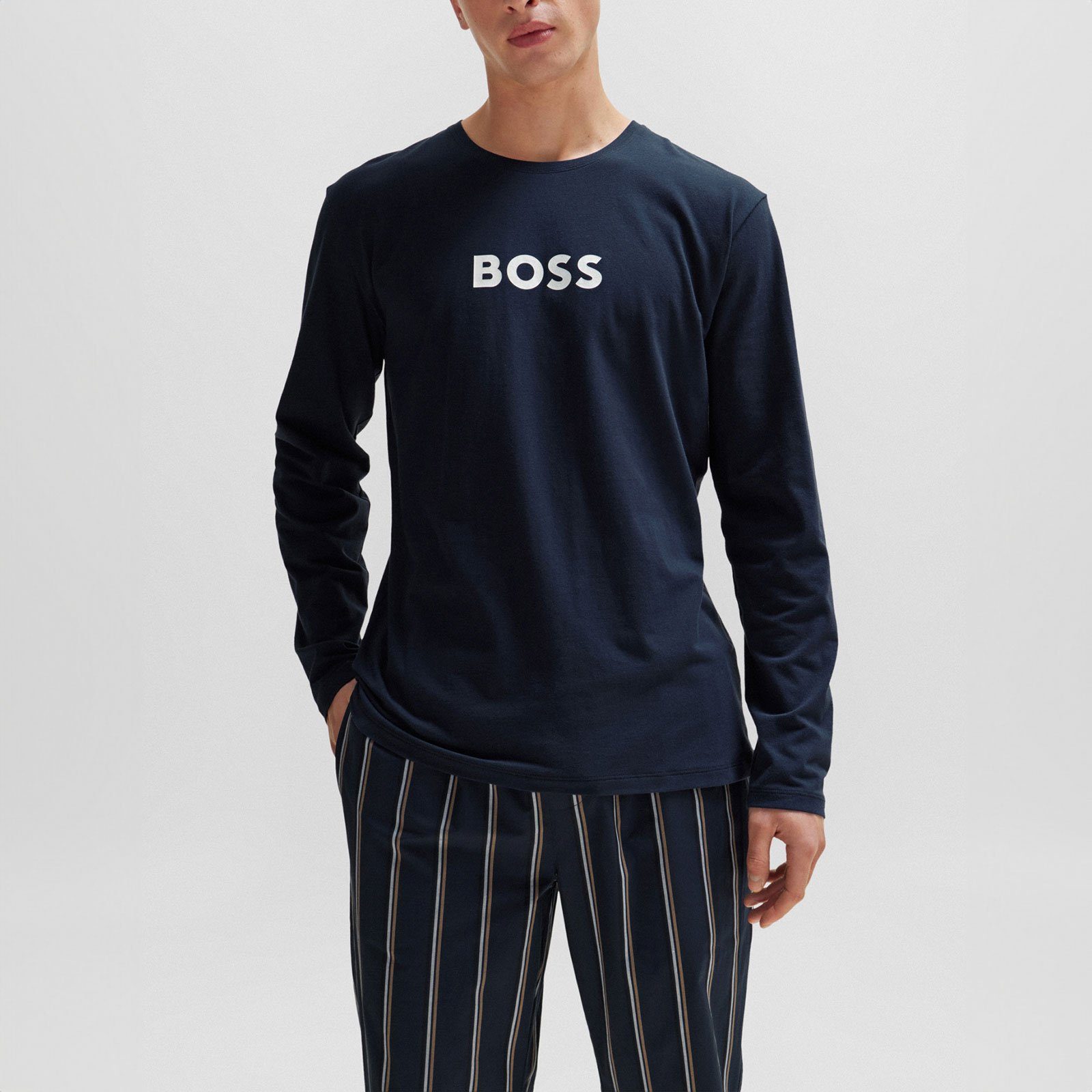 BOSS Pyjama Easy Long Set (2 tlg) mit gemusterter Pyjamahose