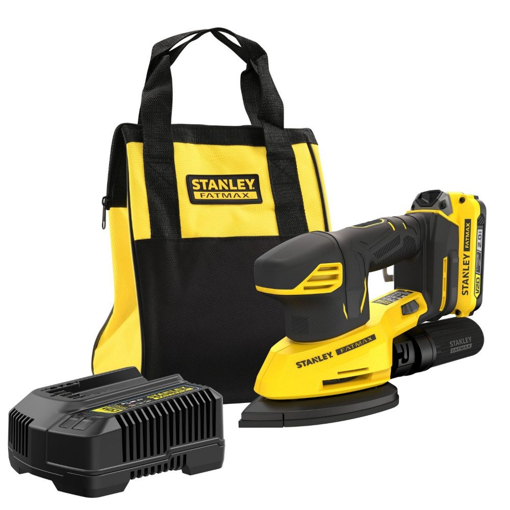 STANLEY Akku-Winkelschleifer SFMCW221D1S-QW Akku-Deltaschleifer 18V V20, 2x2,0Ah,WT