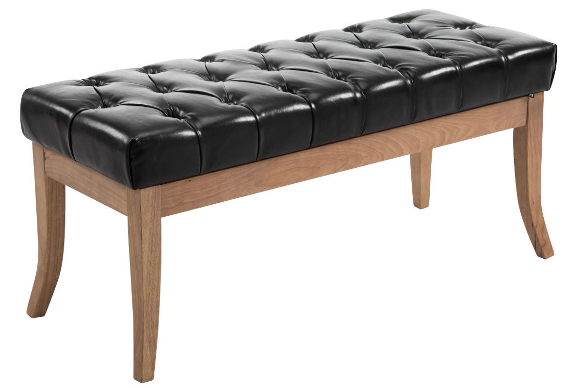 furnicato Sitzbank Ramses Kunstleder 100 cm Schwarz (1-St), Gesteppte Polstermöbel-Bank mit Vollholz-Gestell für dein Wohnzimmer