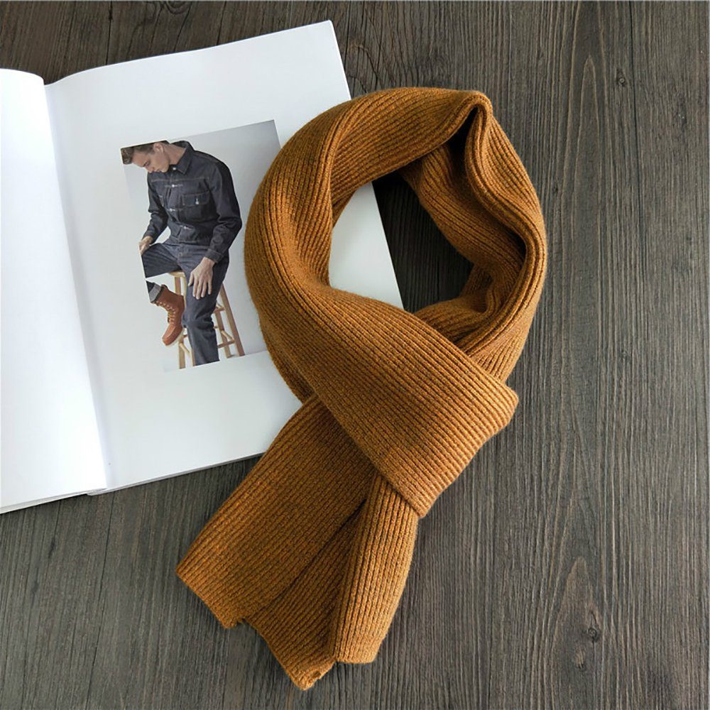 Foulard Einfarbiger, warmer Strickschal für den Winter, L.Ru UG, Winterschal für Damen Kurkuma