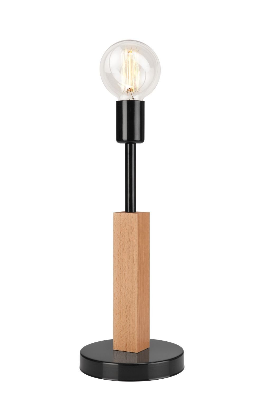 Licht-Erlebnisse Tischleuchte »DIALIA«, Schwarze Tischlampe Metall Holz  minimalistisch Schreibtisch Lampe online kaufen | OTTO