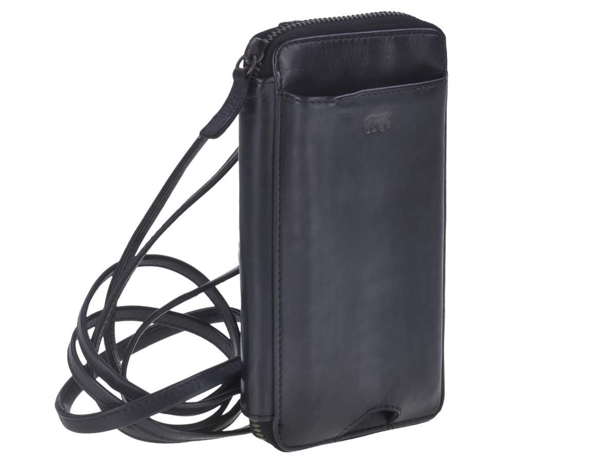 Bear Design Umhängetasche Anniek, Geldbörse, Portemonnaie, Handytasche zum Umhängen, Leder in schwarz