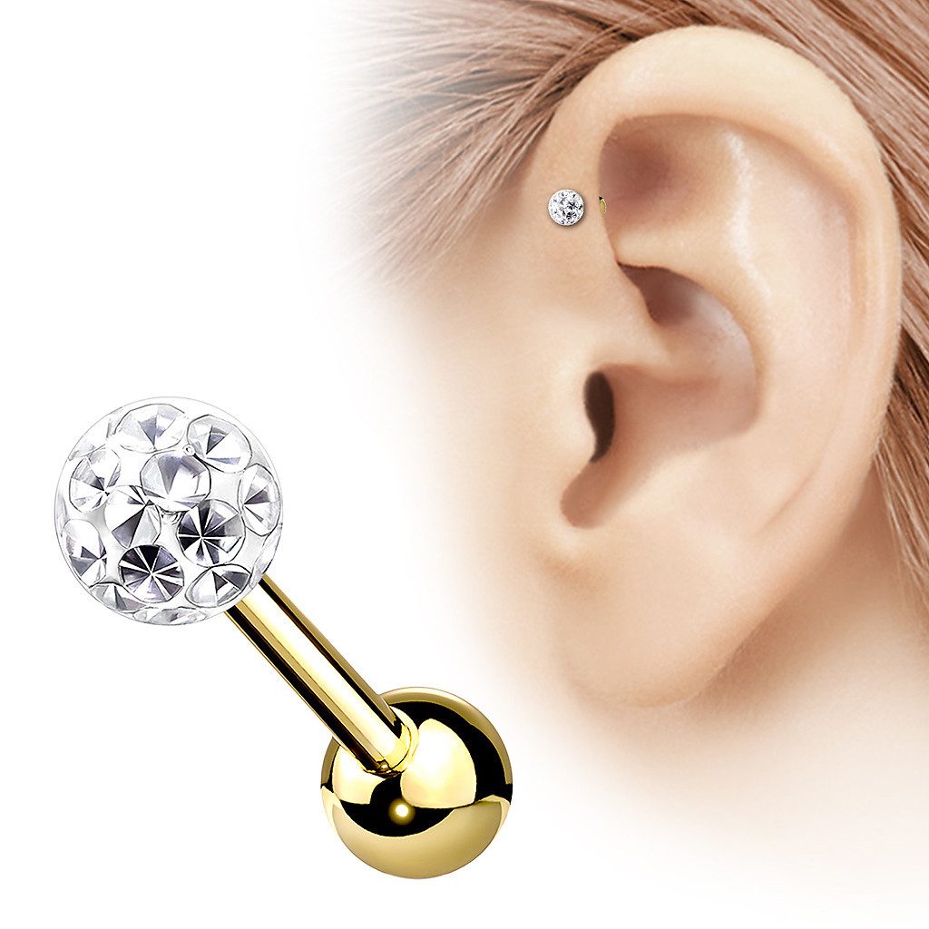 Taffstyle Piercing-Set Tragus Epoxy beschichtet Kristall Gold Clear 1,2mm x günstig online kaufen