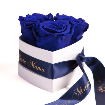 Kunstblume Rosenbox Herz 3 Infinity Rosen für die Beste Mama der Welt Geschenk Rose, ROSEMARIE SCHULZ Heidelberg, Höhe 10 cm, echte Blumen haltbar 3 Jahre