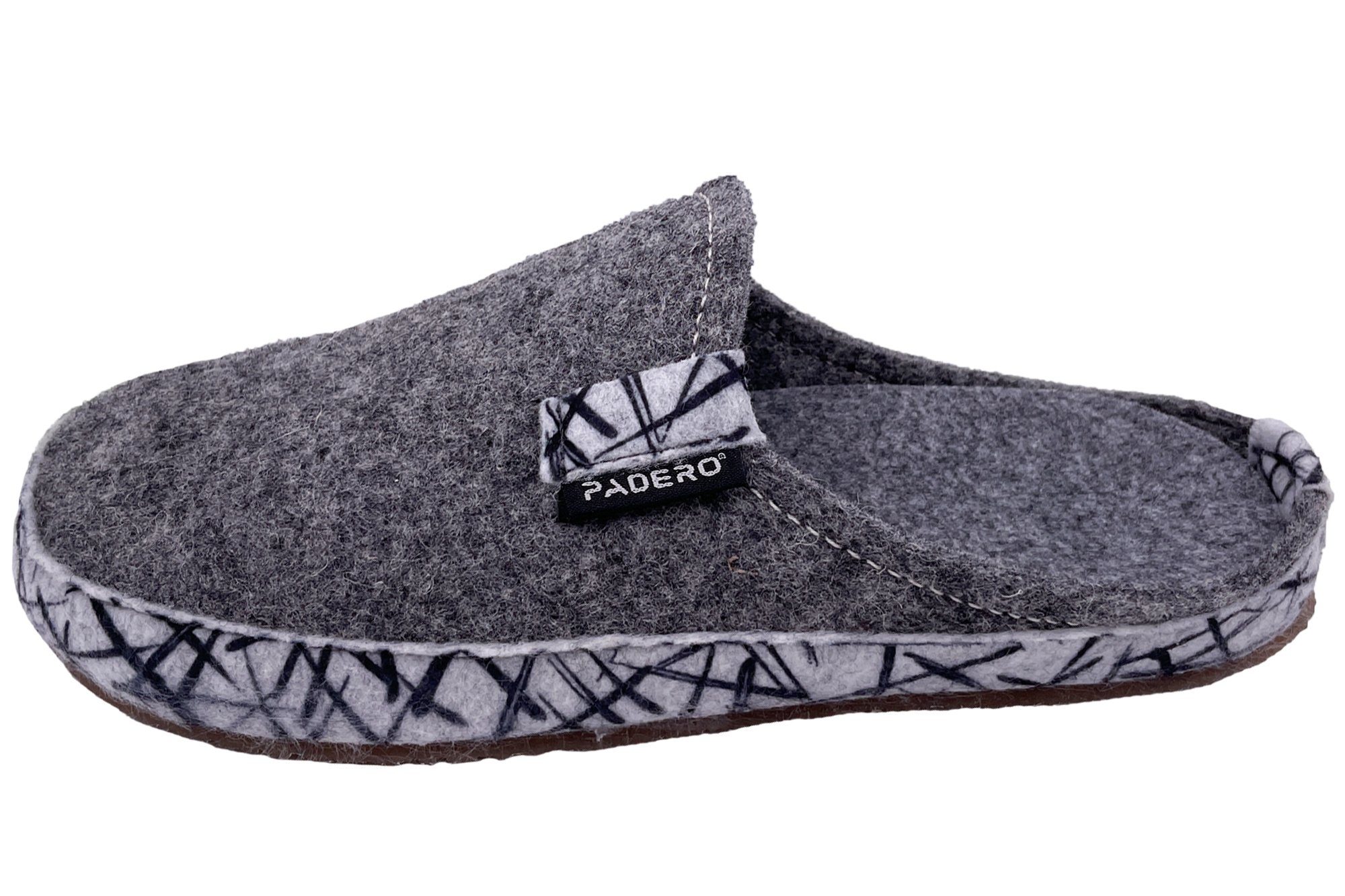 PADERO TONI-Striped Pantoffel Wollfilz Hausschuh