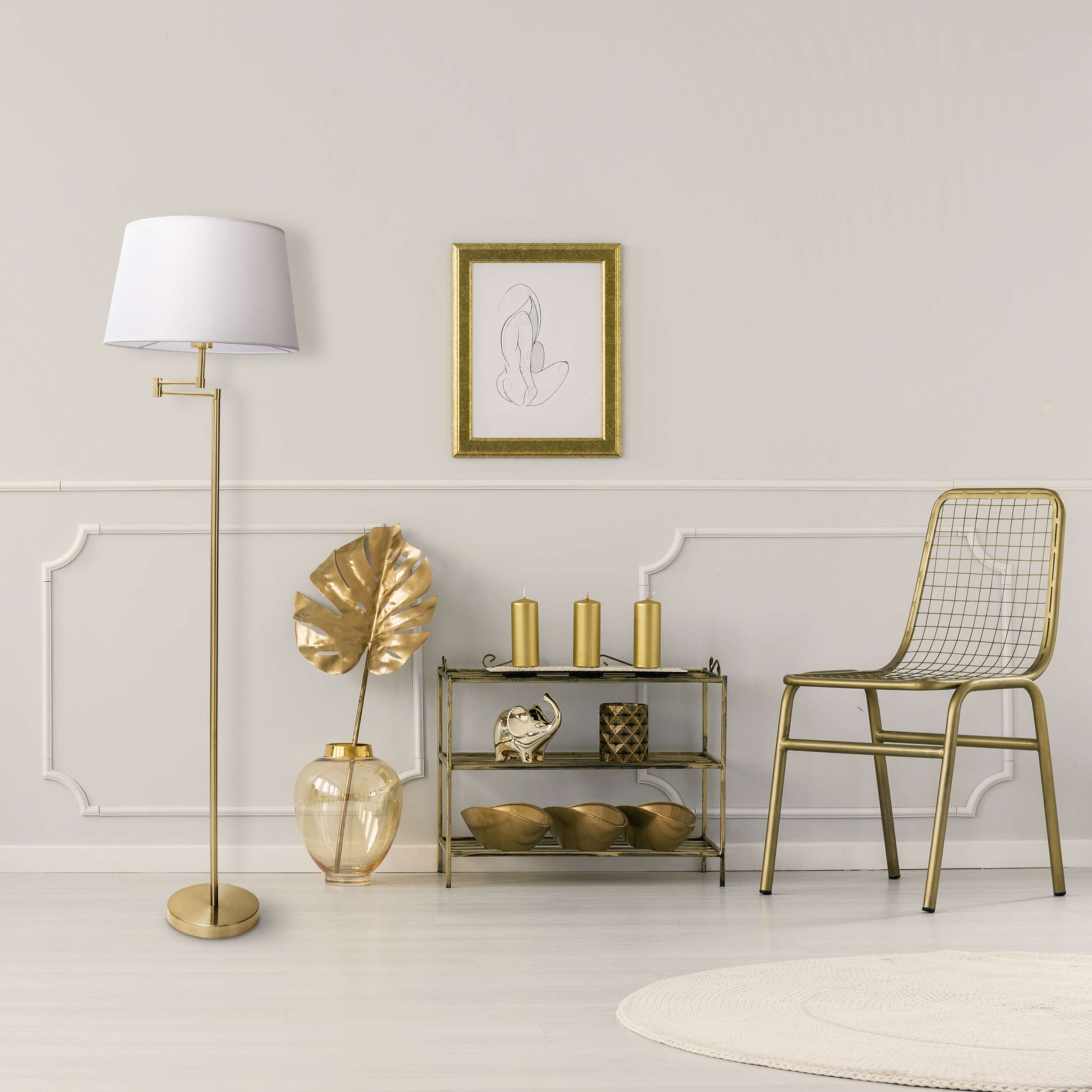 näve Stehlampe Bologna, ohne Leuchtmittel, schirm günstig online kaufen