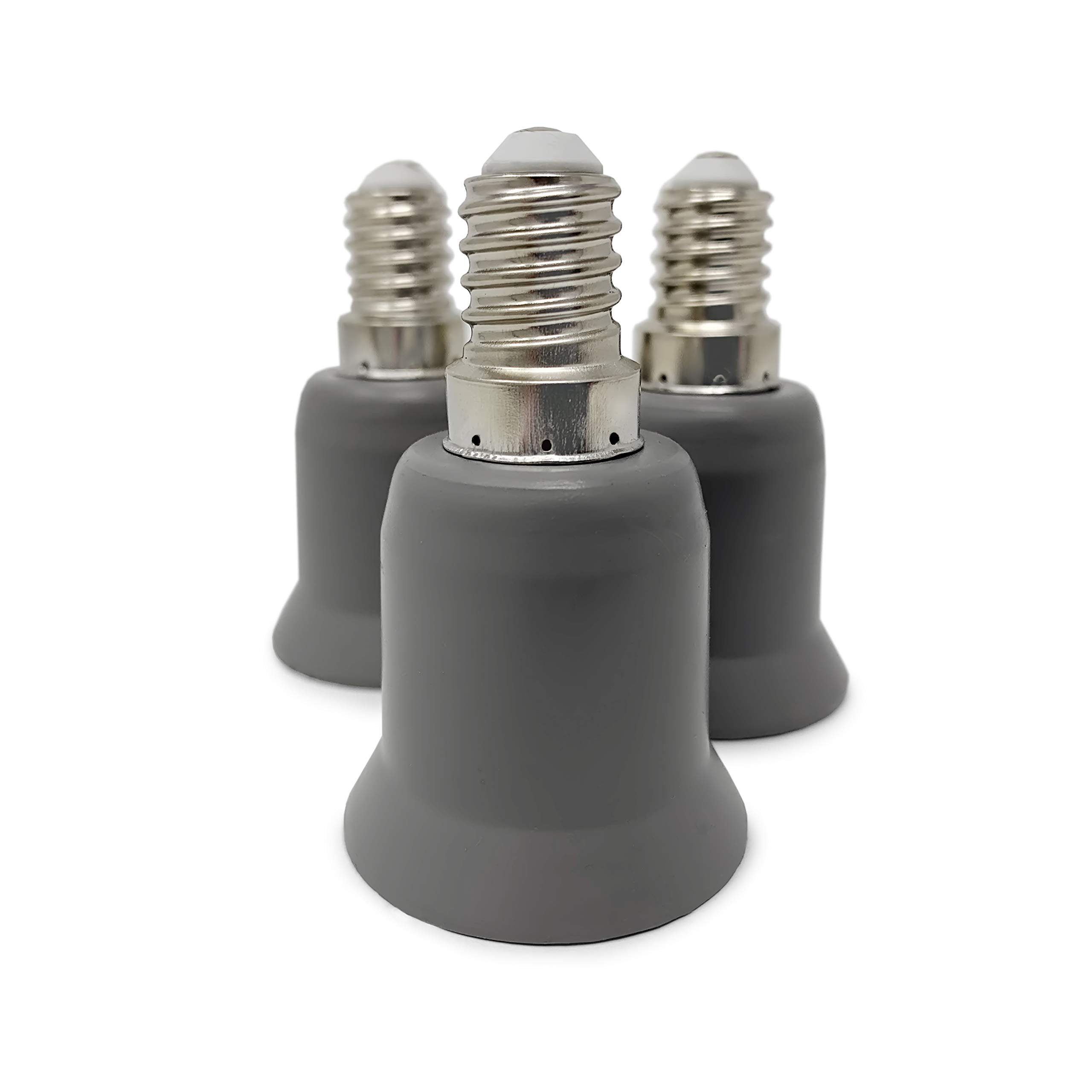 Adapter Konverter Lampensockel / E14 3x Crown Sockelleuchte LED Grau auf 3X E27, Grau Dunkelgrau Hochwertige E14->E27