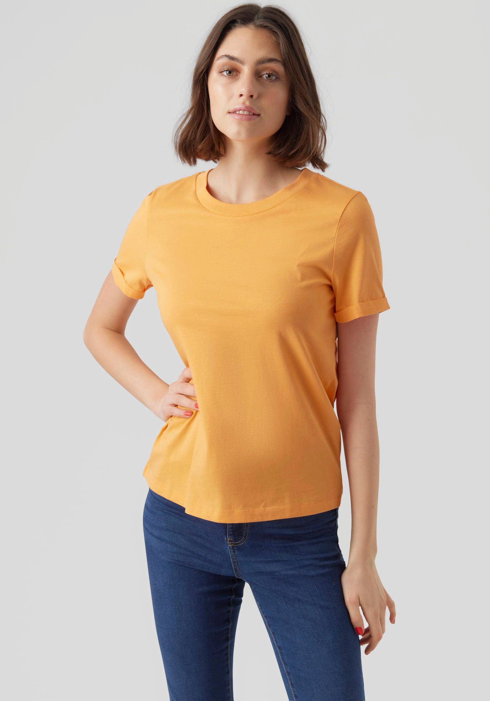 neuestes Design Vero Moda Kurzarmshirt T-SHIRT Mock NOOS Orange S/S VMPAULA