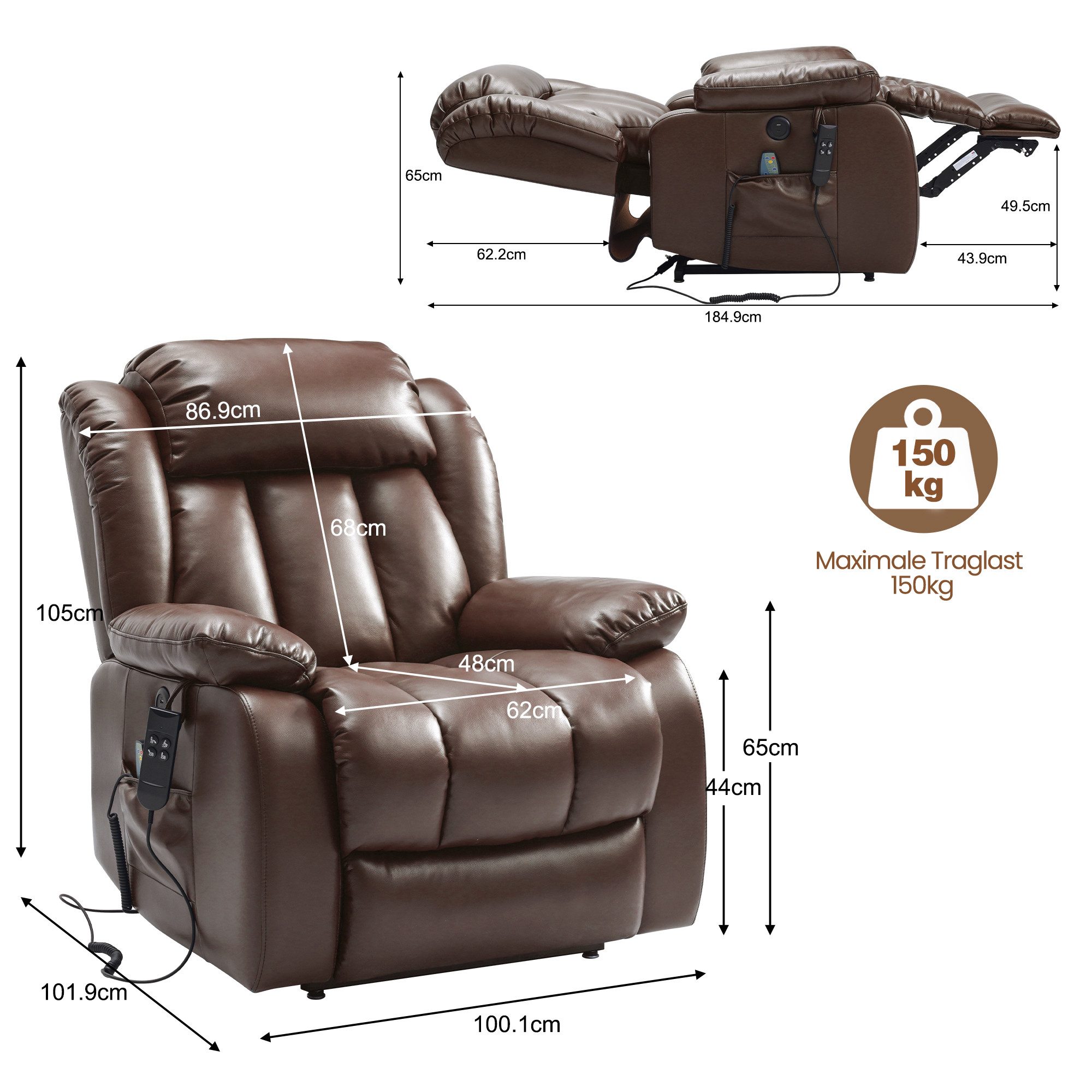 MEROUS Relaxsessel Elektrischer Fernsehsessel, TV-Sessel, Liegesessel mit A günstig online kaufen