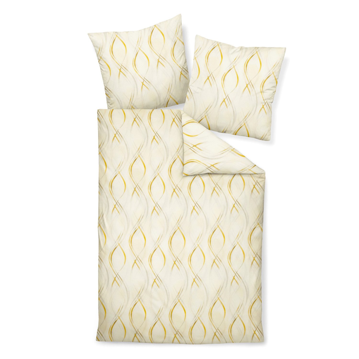 Janine Bettwäsche Bettwäsche Janine Seersucker Tango 20142-3 Wellen gold creme 135x200, 2 teilig